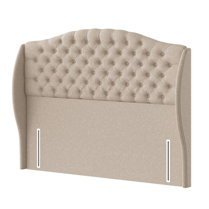 Handmade UK wing panel headboard for beds, featuring soft fabric upholstery and elegant design by SleepandBeds.