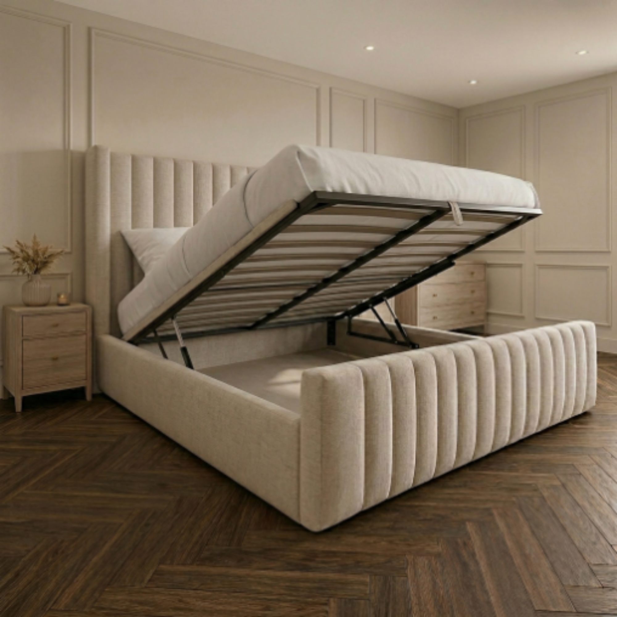 Luxury Fluted Wingback Bed with Full Footboard - Image 3