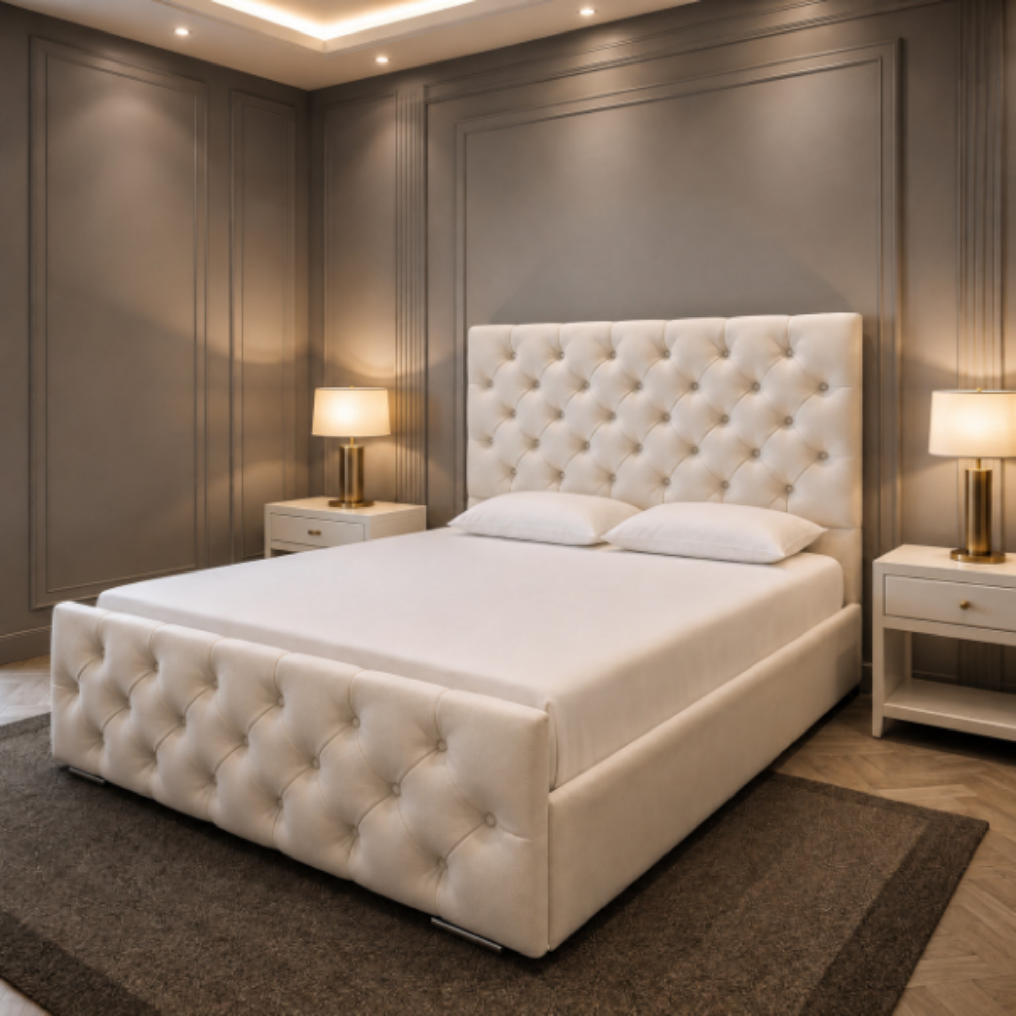 Windsor Chesterfield Button-Tufted Upholstered Bed
