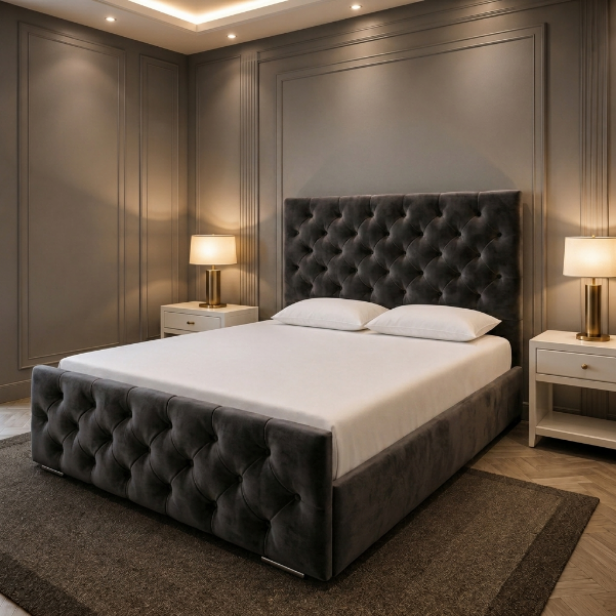 Windsor Chesterfield Button-Tufted Upholstered Bed