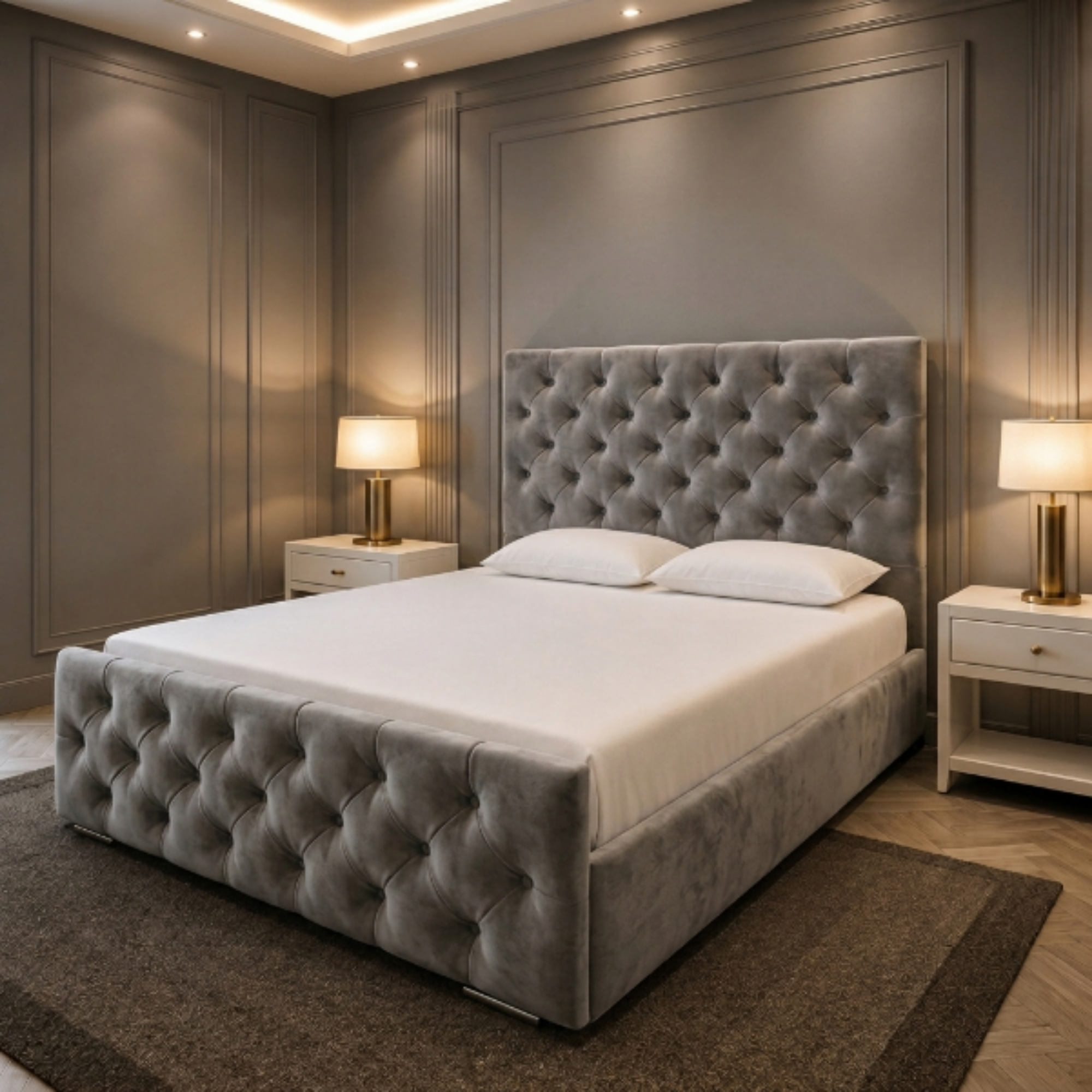 Windsor Chesterfield Button-Tufted Upholstered Bed