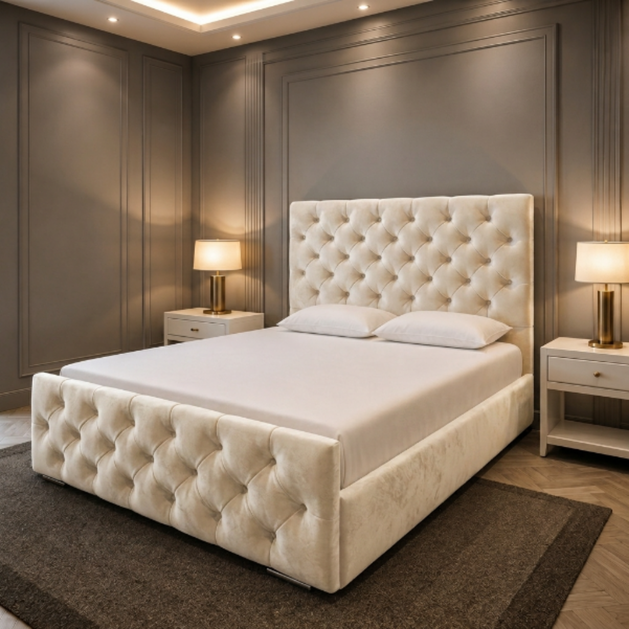 Windsor Chesterfield Button-Tufted Upholstered Bed