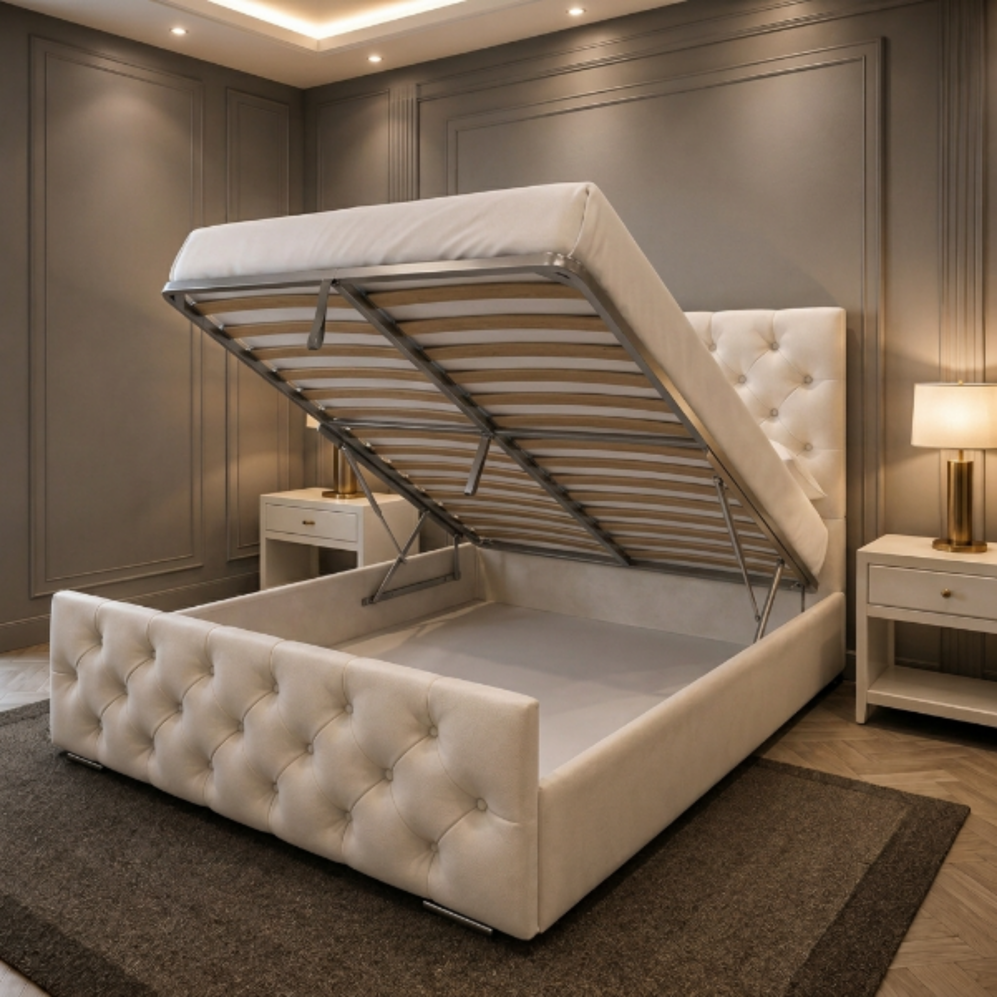 Windsor Chesterfield Button-Tufted Upholstered Bed