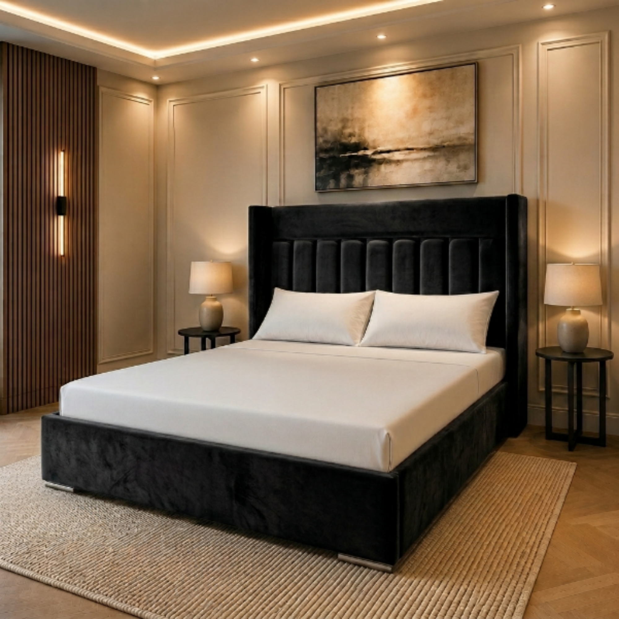 Aurora Geometric Panel Bed Frame