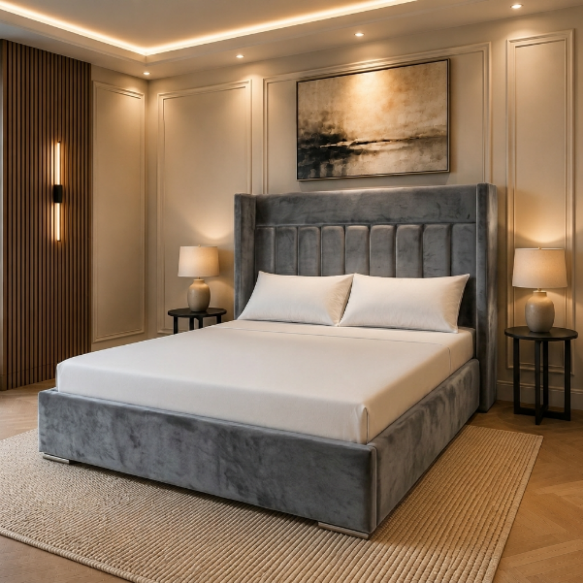 Aurora Geometric Panel Bed Frame