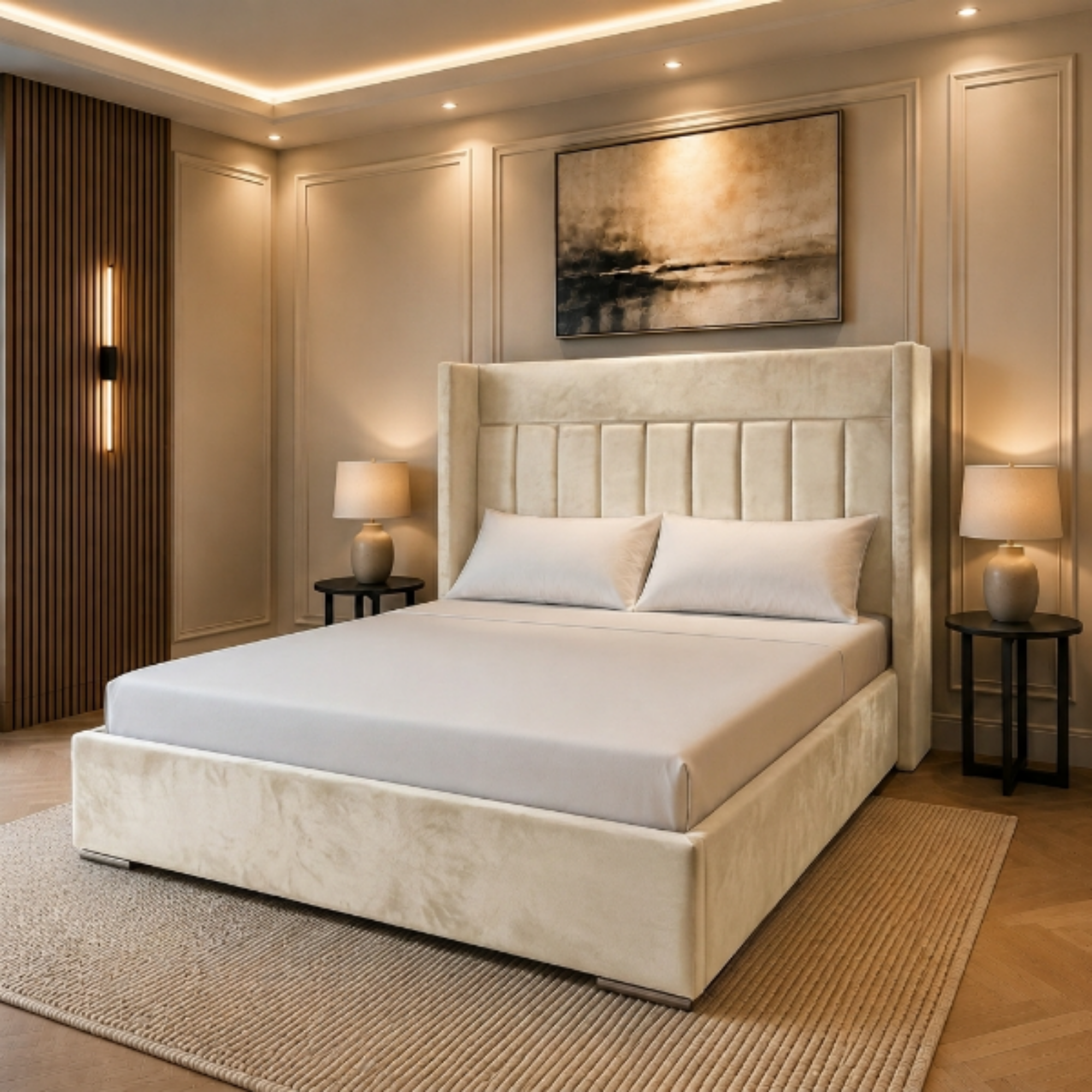 Aurora Geometric Panel Bed Frame