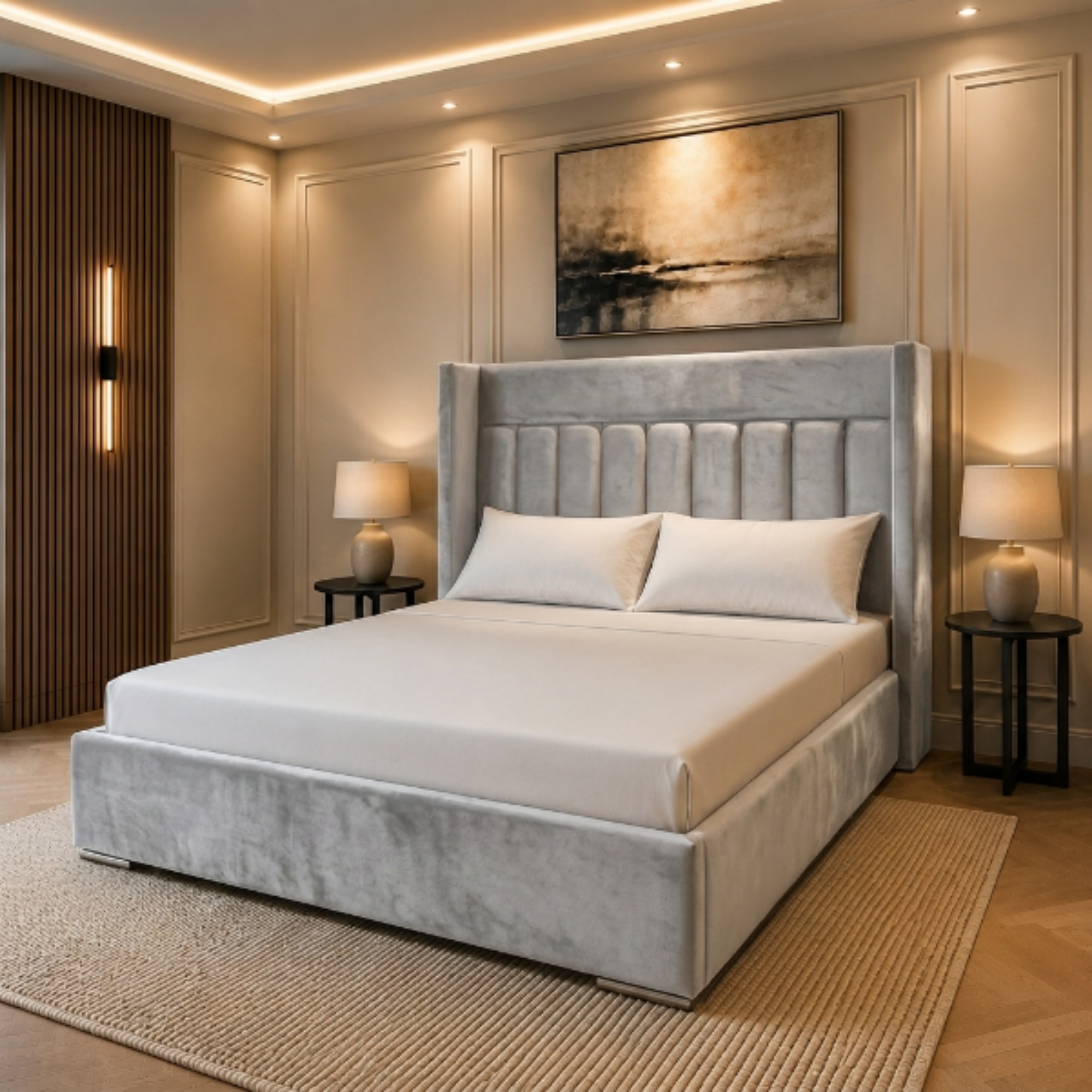 Aurora Geometric Panel Bed Frame