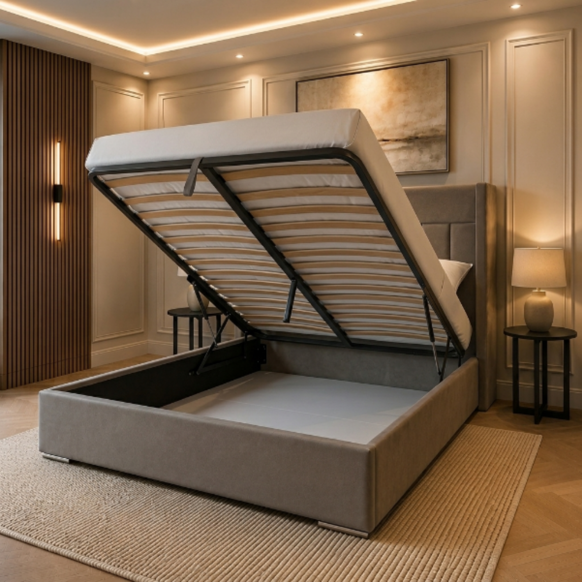 Aurora Geometric Panel Bed Frame