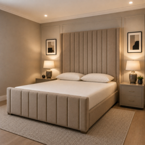 Grand Extra High Vertical Panel Upholstered Bed Frame