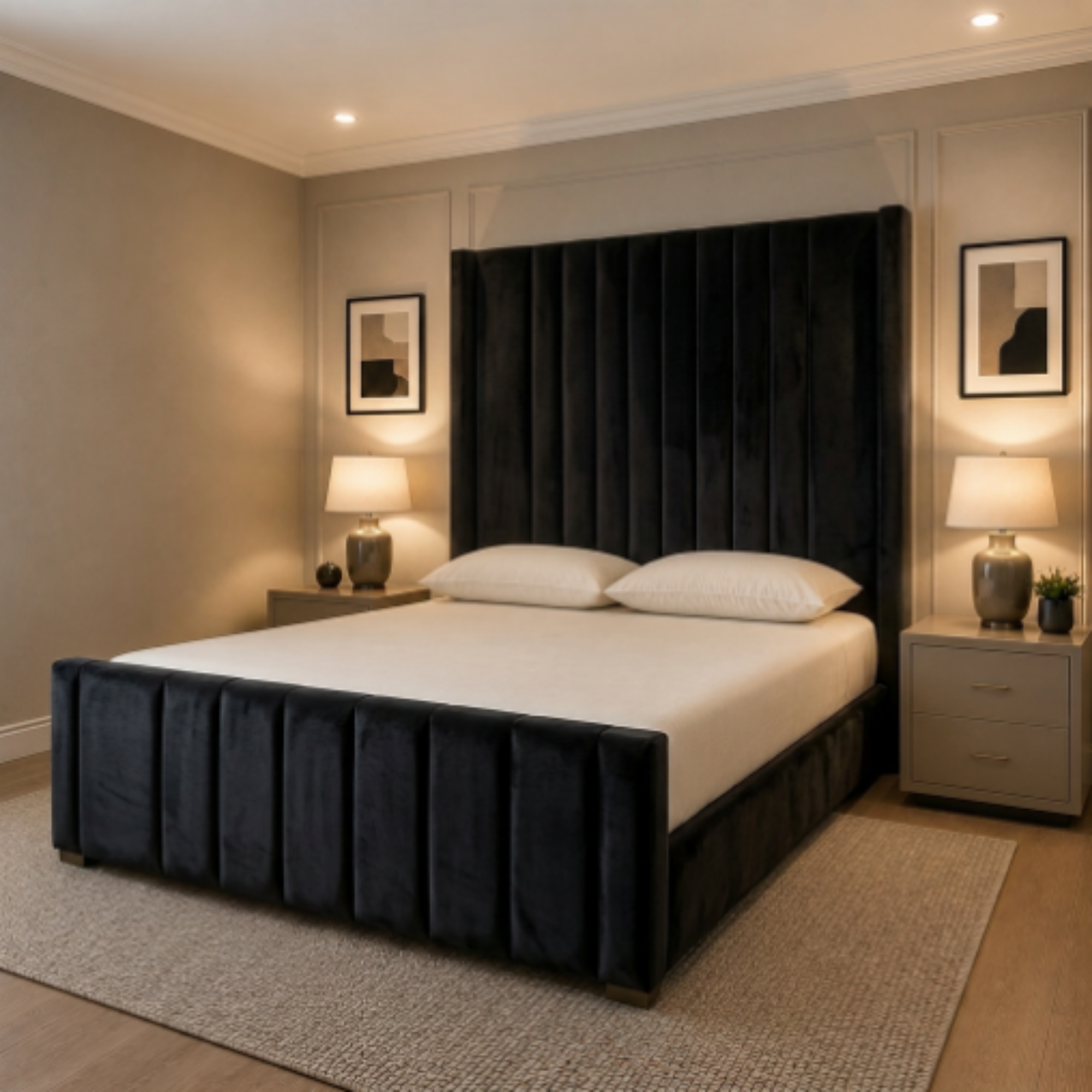 Grand Extra High Vertical Panel Upholstered Bed Frame - Image 7