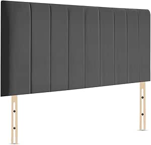 Panel Line Bed | Plush Velvet Bed with 24” Soft Headboard