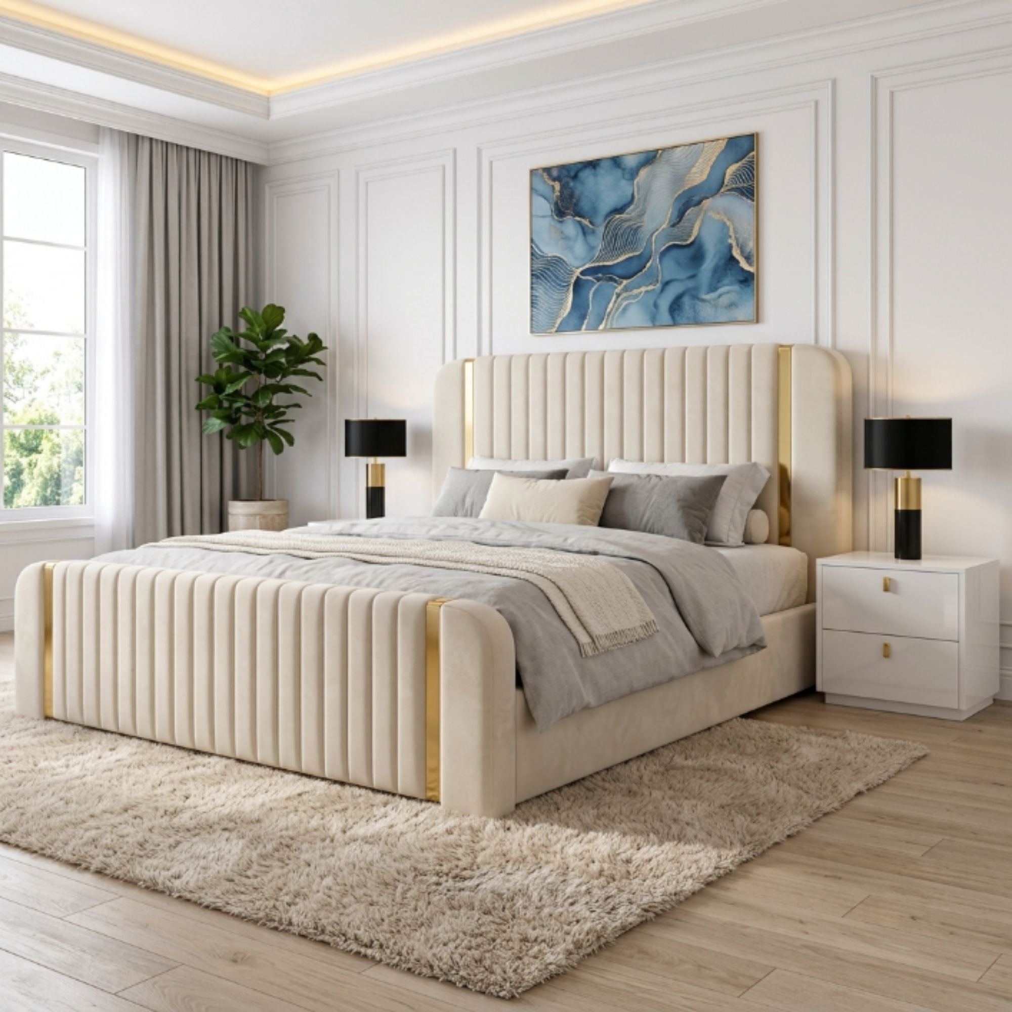 Regal Gold Trim Vertical Panel Bed Frame - Image 1