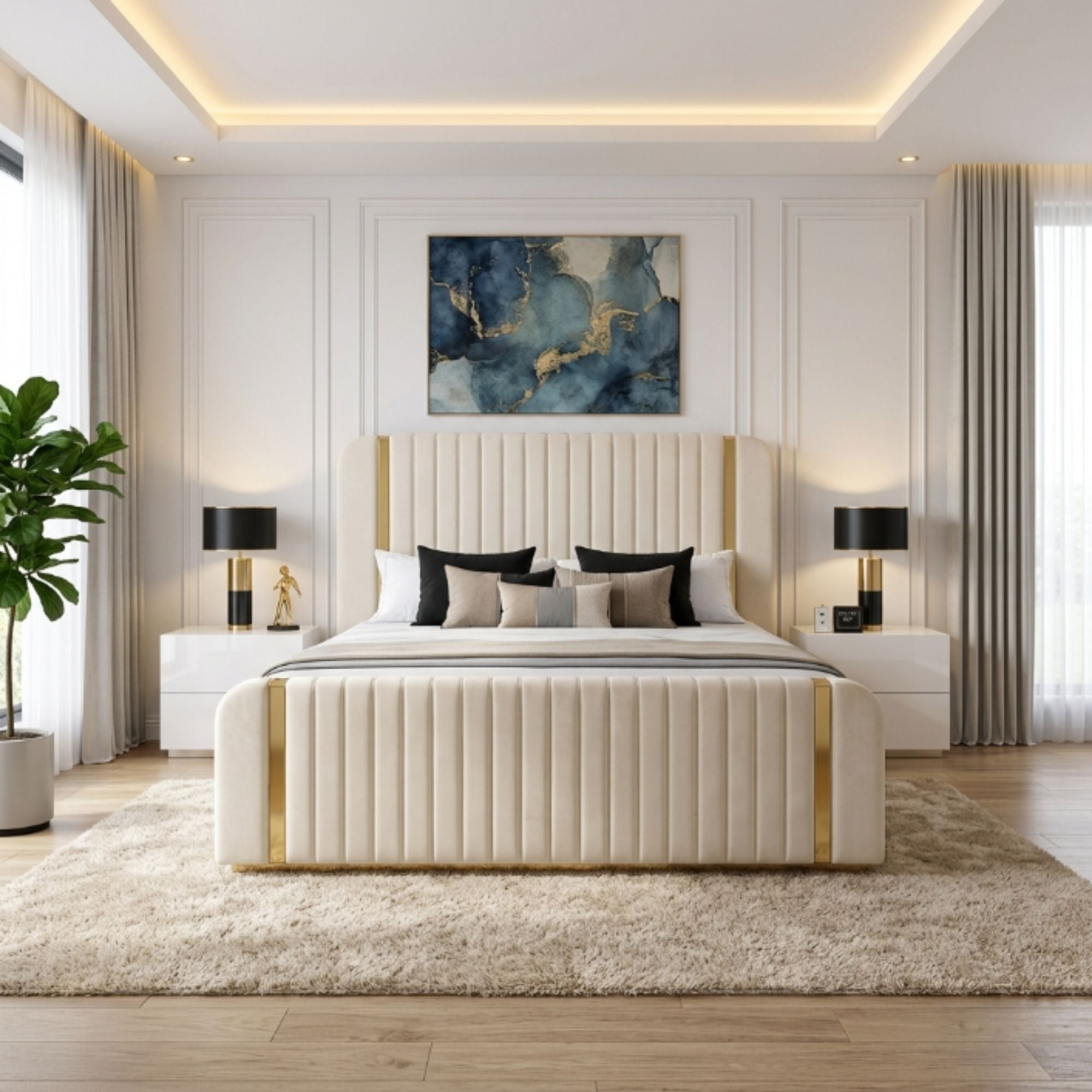 Regal Gold Trim Vertical Panel Bed Frame - Image 2