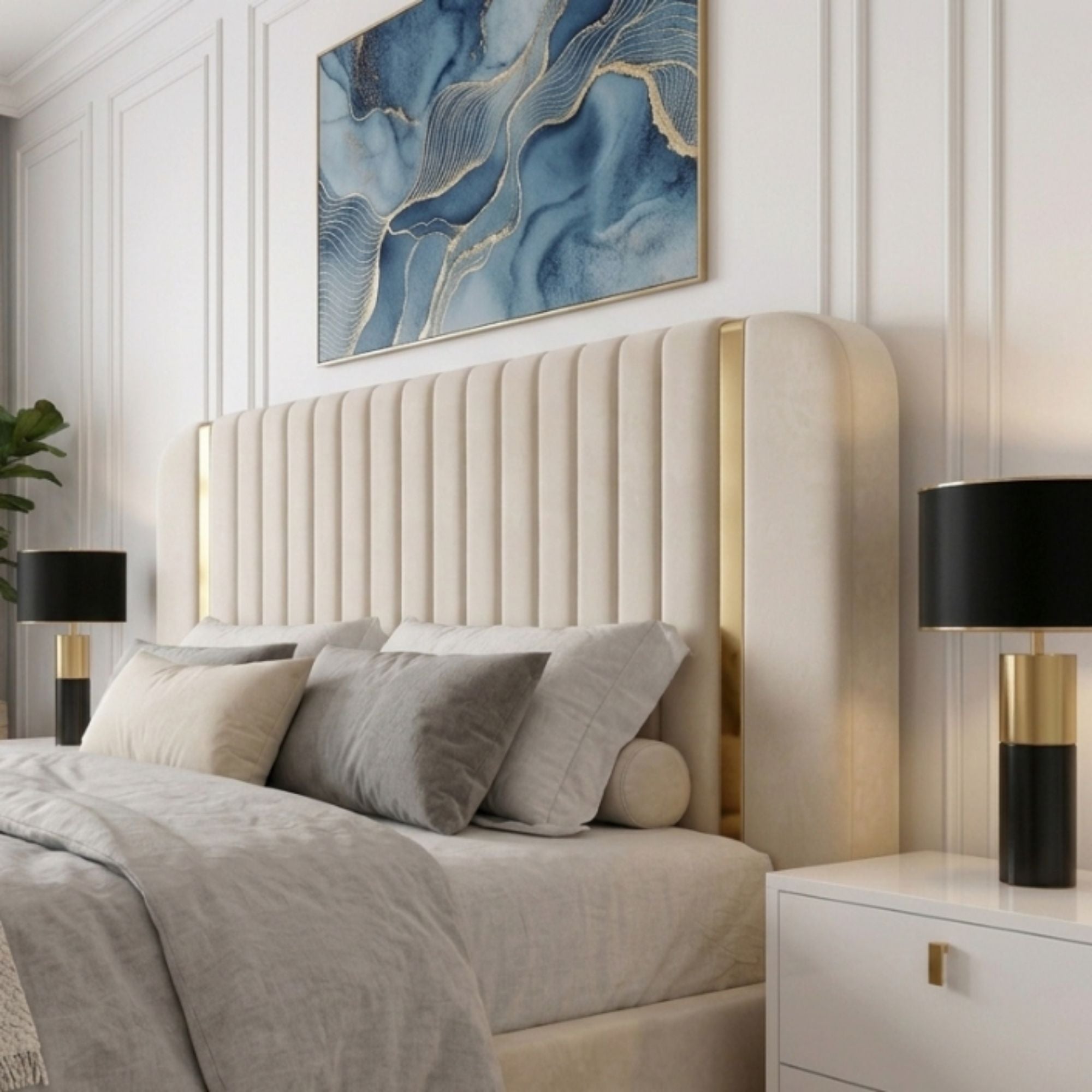 Regal Gold Trim Vertical Panel Bed Frame - Image 3