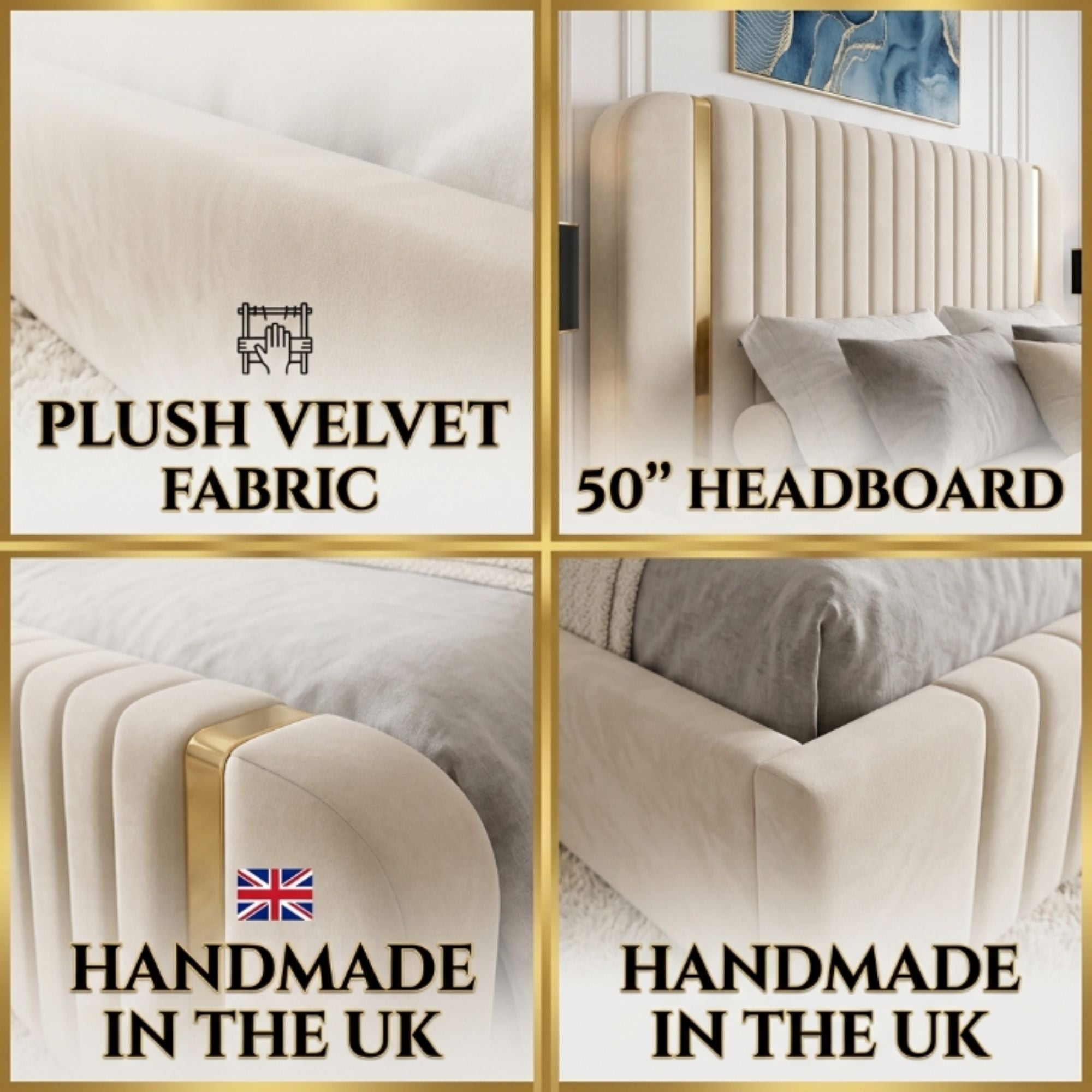 Regal Gold Trim Vertical Panel Bed Frame - Image 4