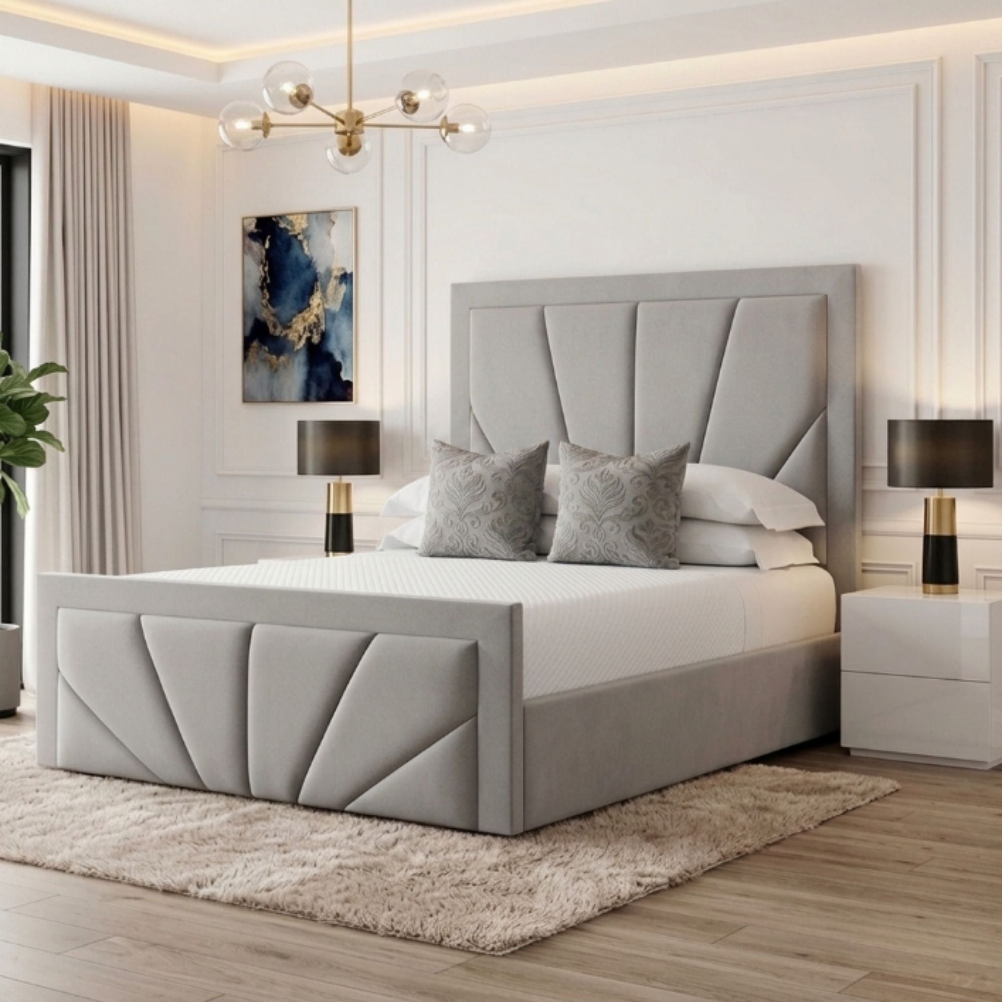 Aurora Geometric Panel Bed Frame