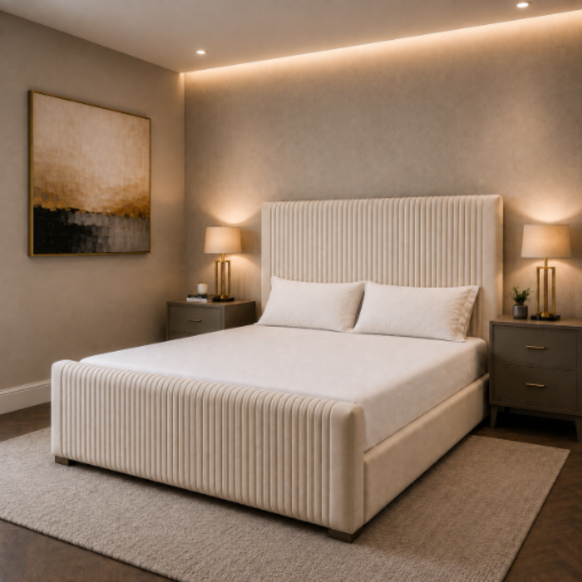 Elegant Vertical Panel Upholstered Bed