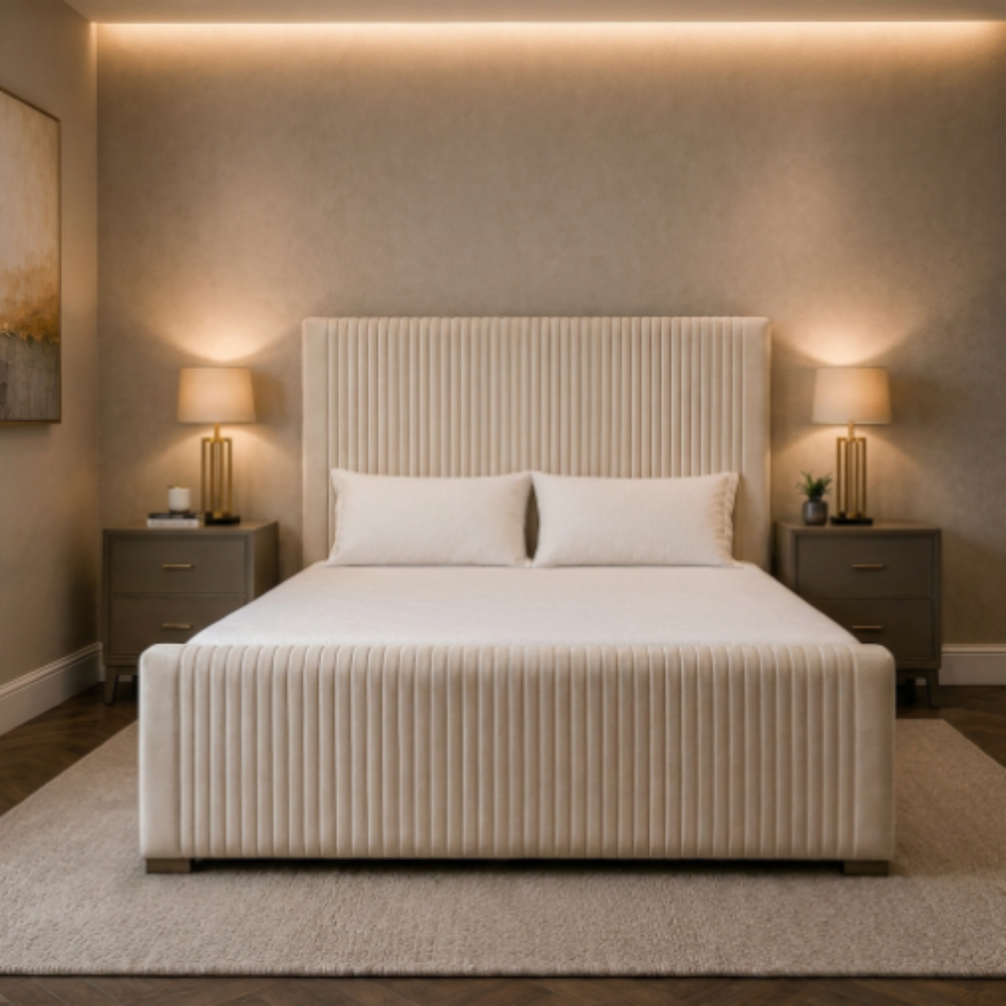 Elegant Vertical Panel Upholstered Bed - Image 4