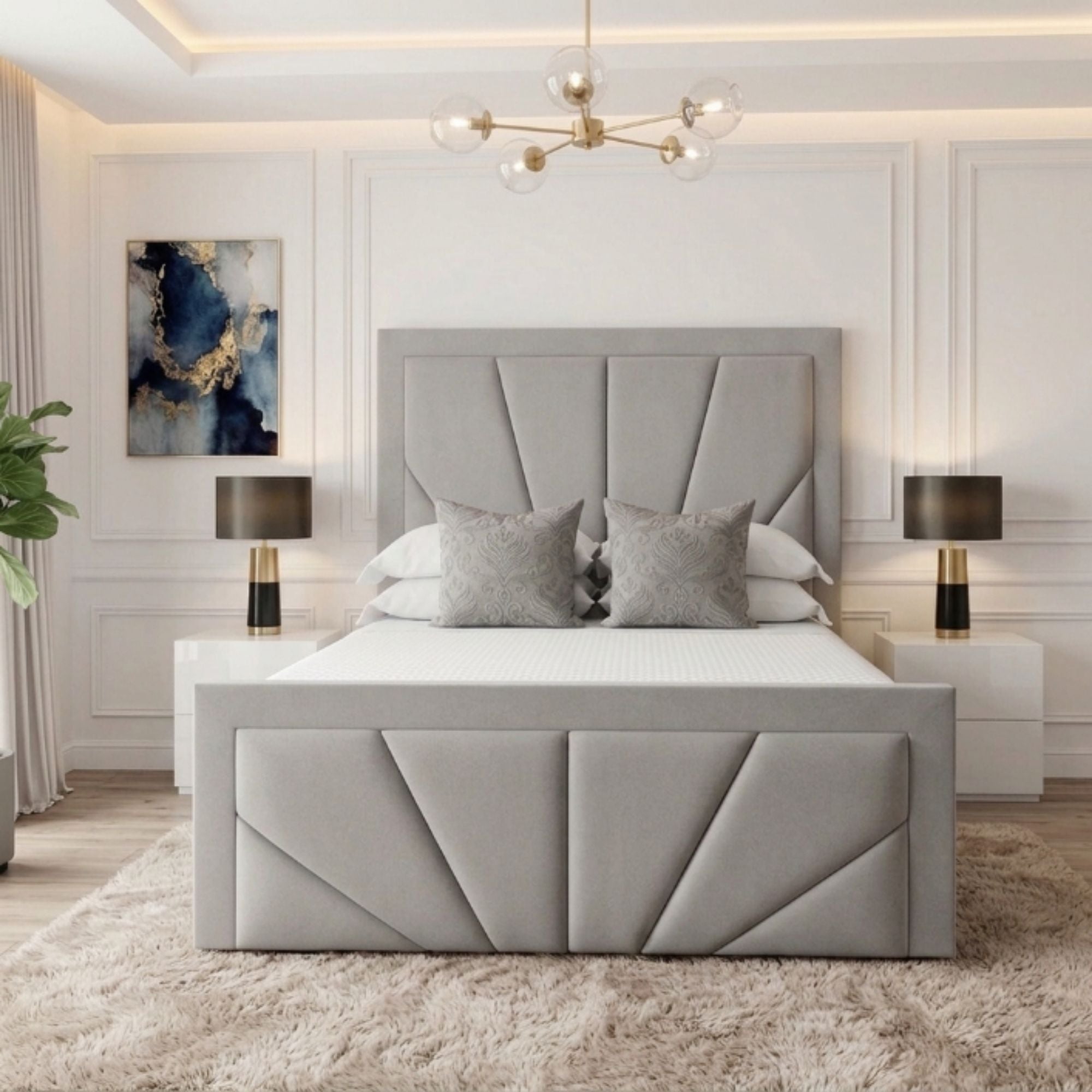 Aurora Geometric Panel Bed Frame
