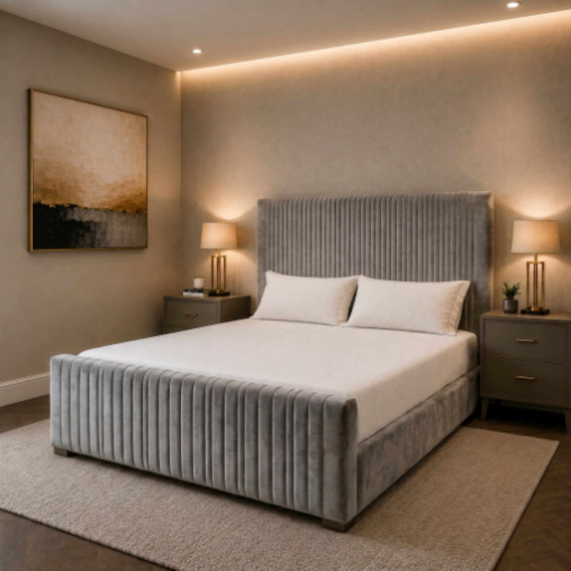 Elegant Vertical Panel Upholstered Bed