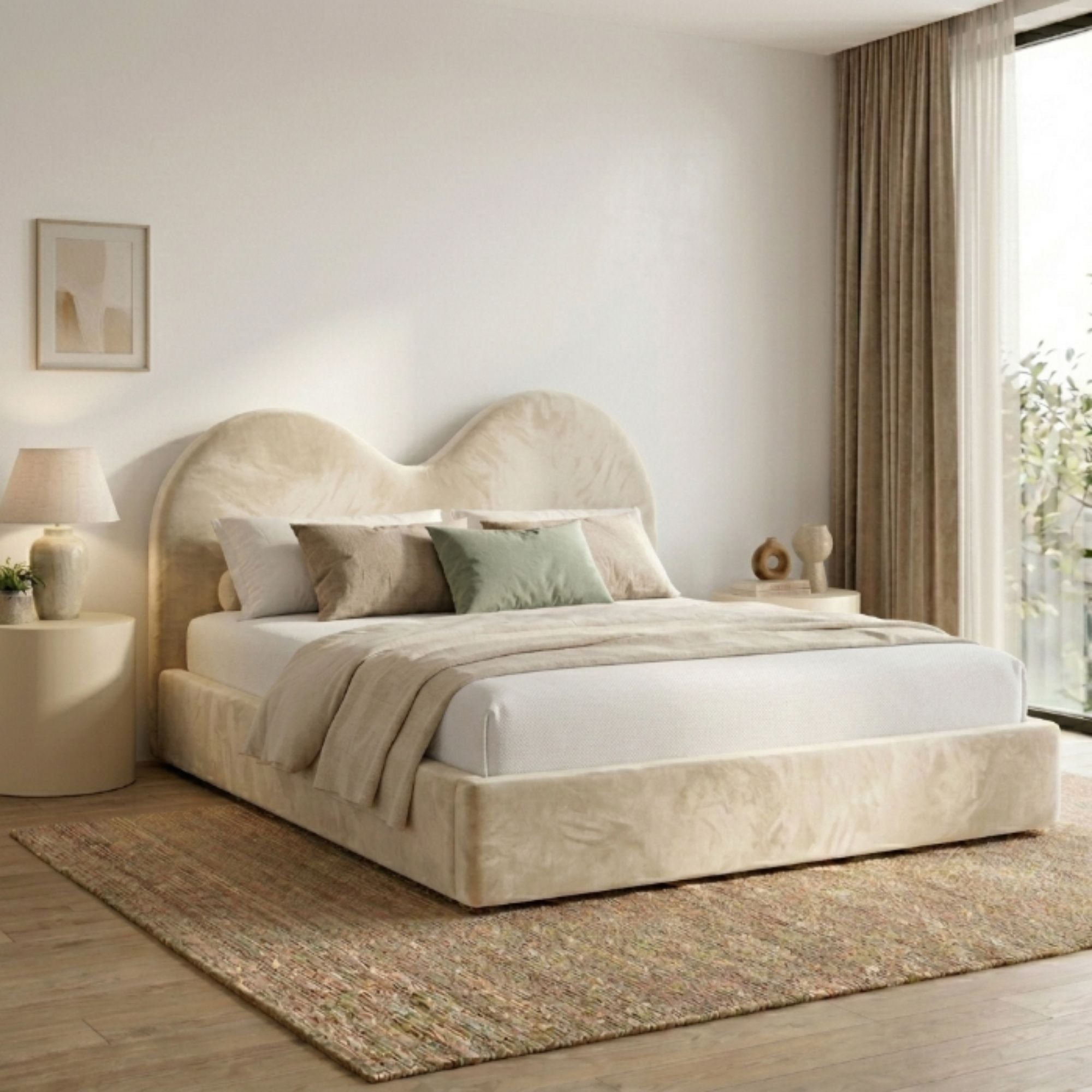Valentina Double Arch Upholstered Bed Frame - Image 1