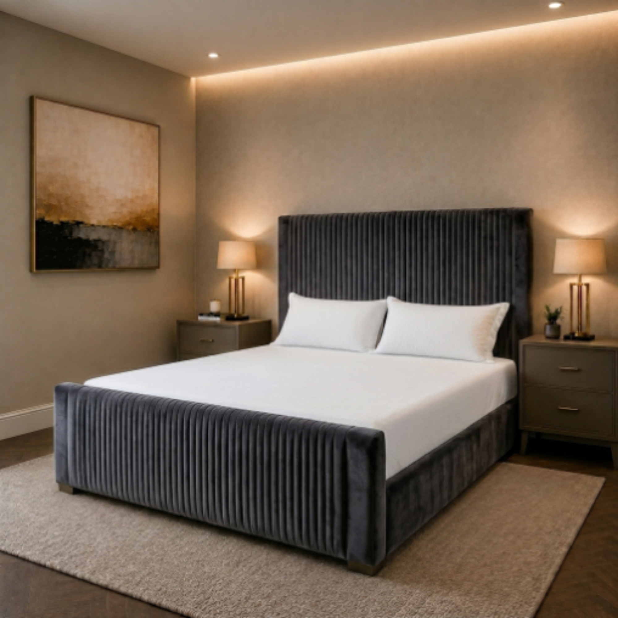 Elegant Vertical Panel Upholstered Bed
