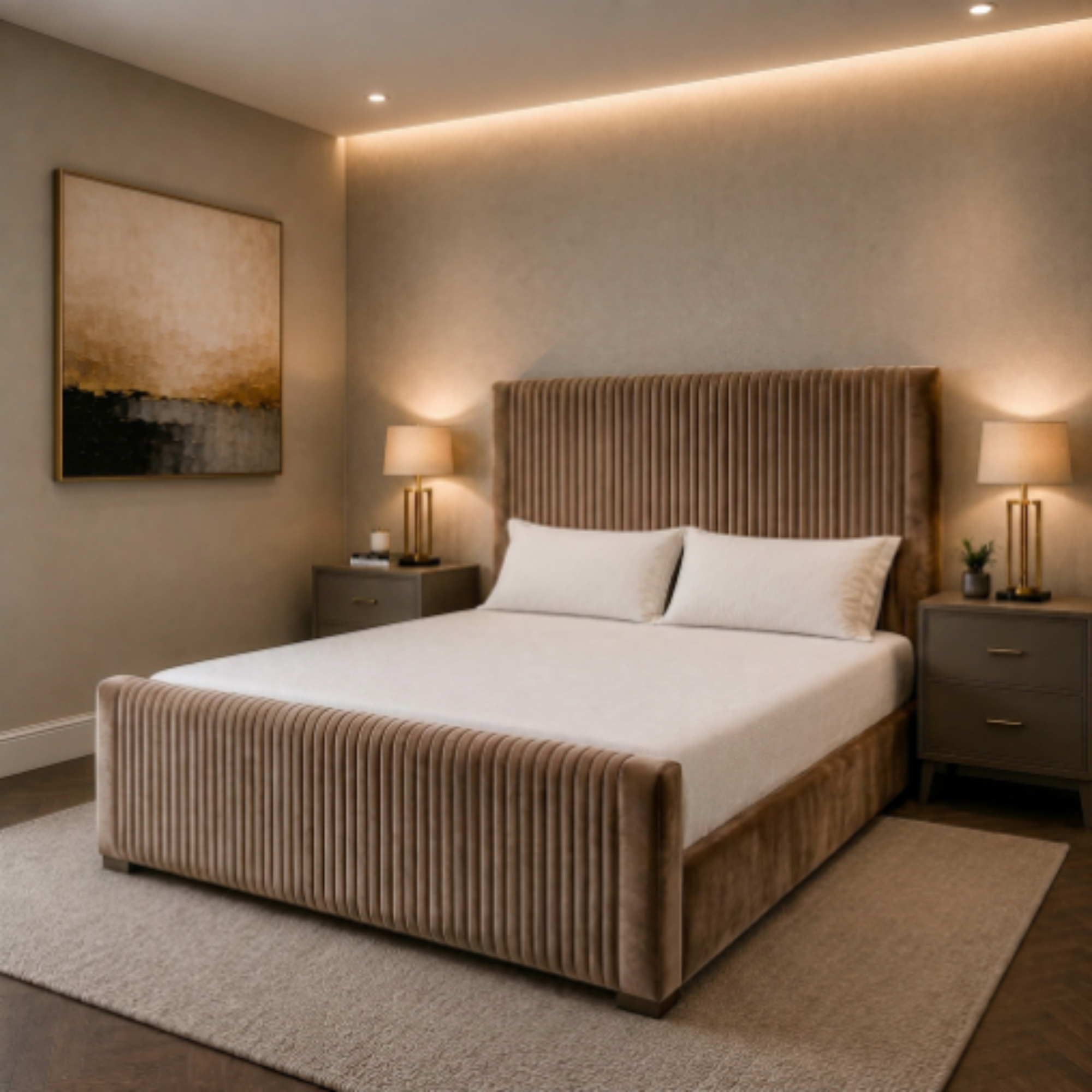 Elegant Vertical Panel Upholstered Bed