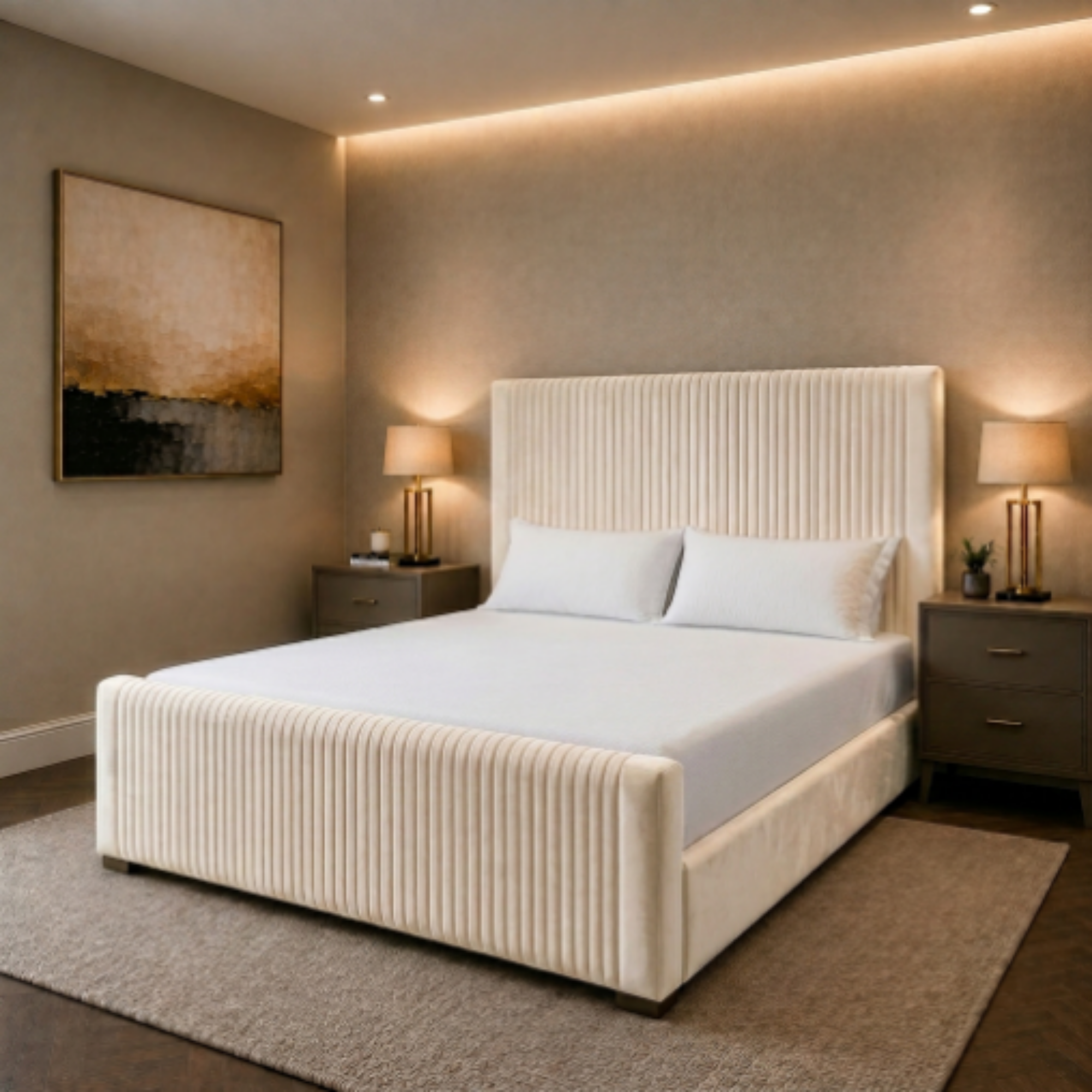 Elegant Vertical Panel Upholstered Bed