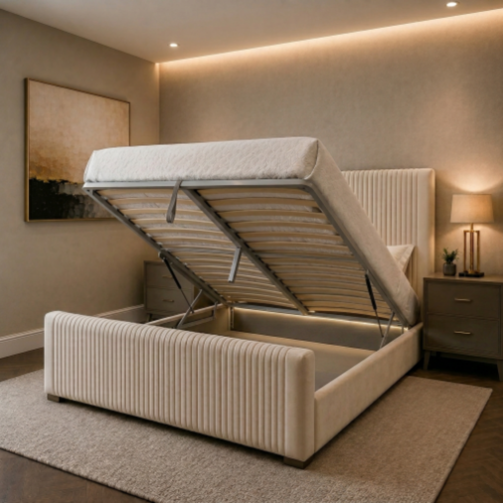 Elegant Vertical Panel Upholstered Bed