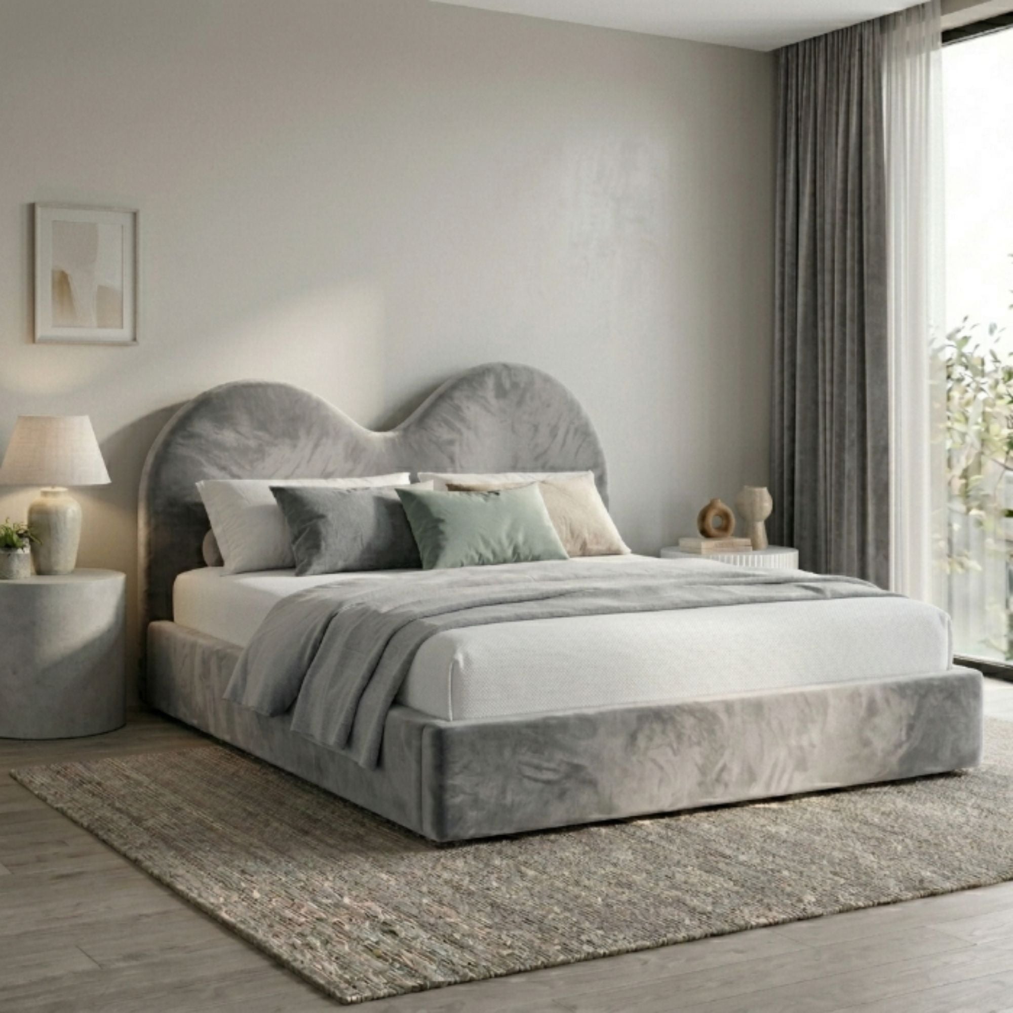 Valentina Double Arch Upholstered Bed Frame - Image 8