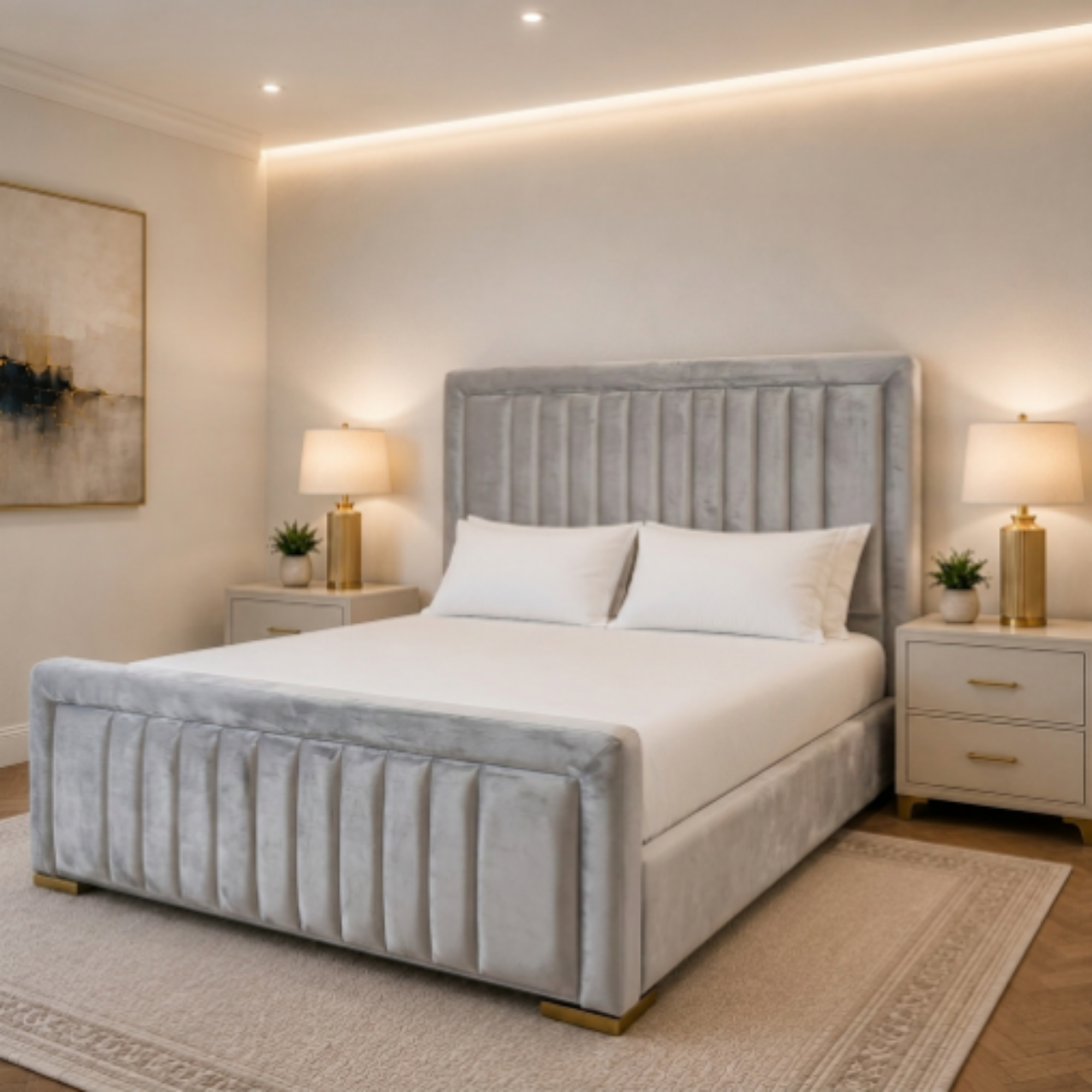 Aurora Vertical Line Tufted Upholstered Bed