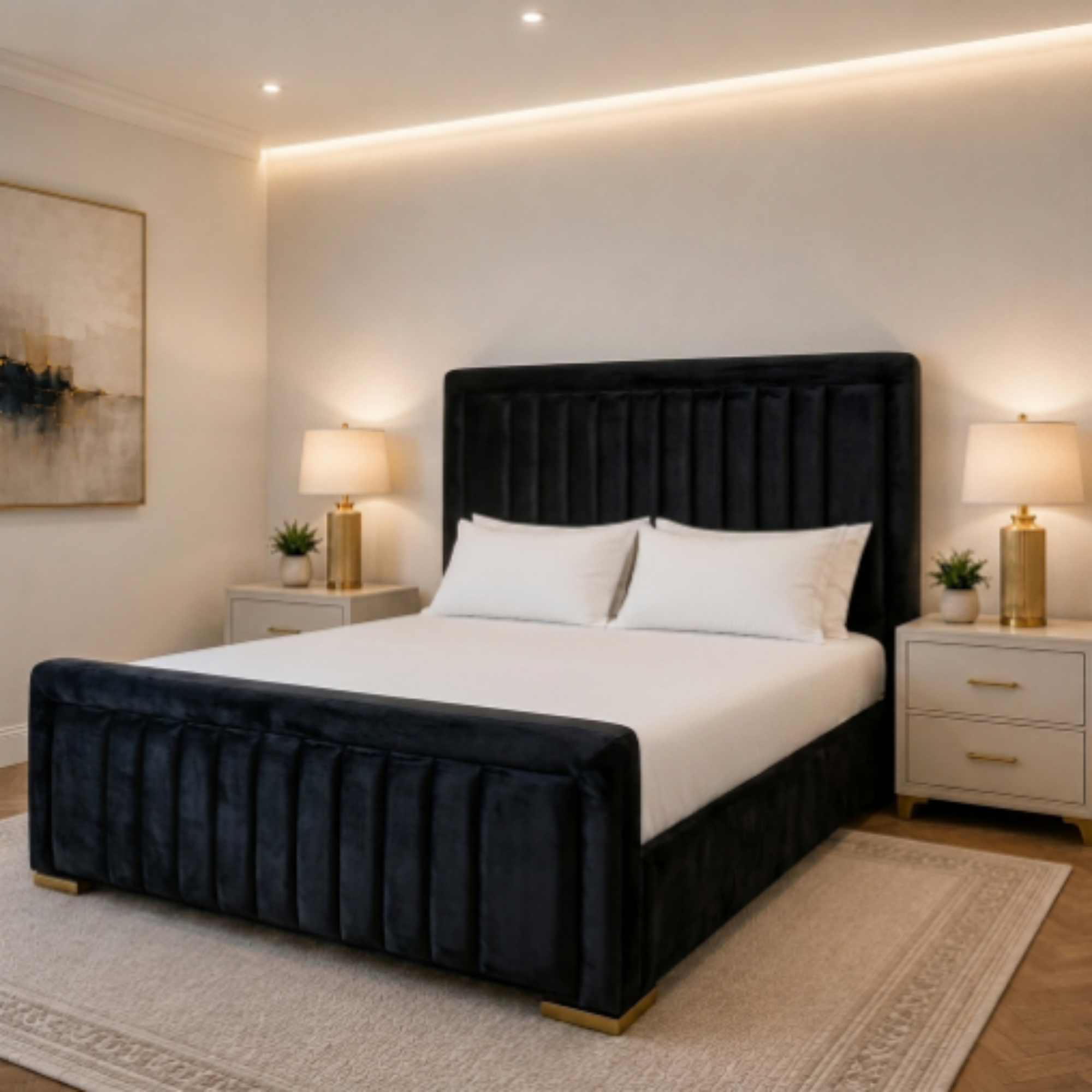 Aurora Vertical Line Tufted Upholstered Bed - Image 9