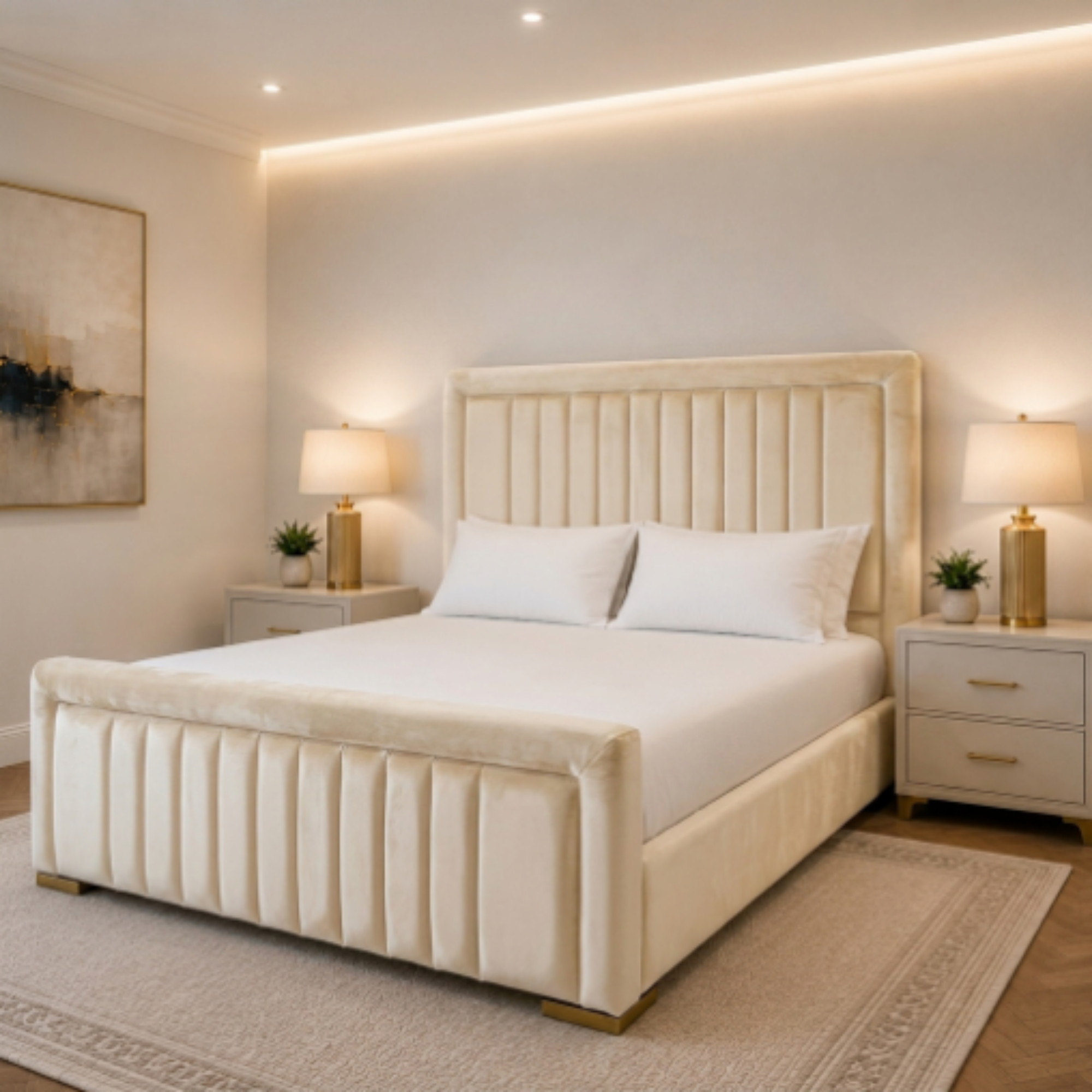 Aurora Vertical Line Tufted Upholstered Bed