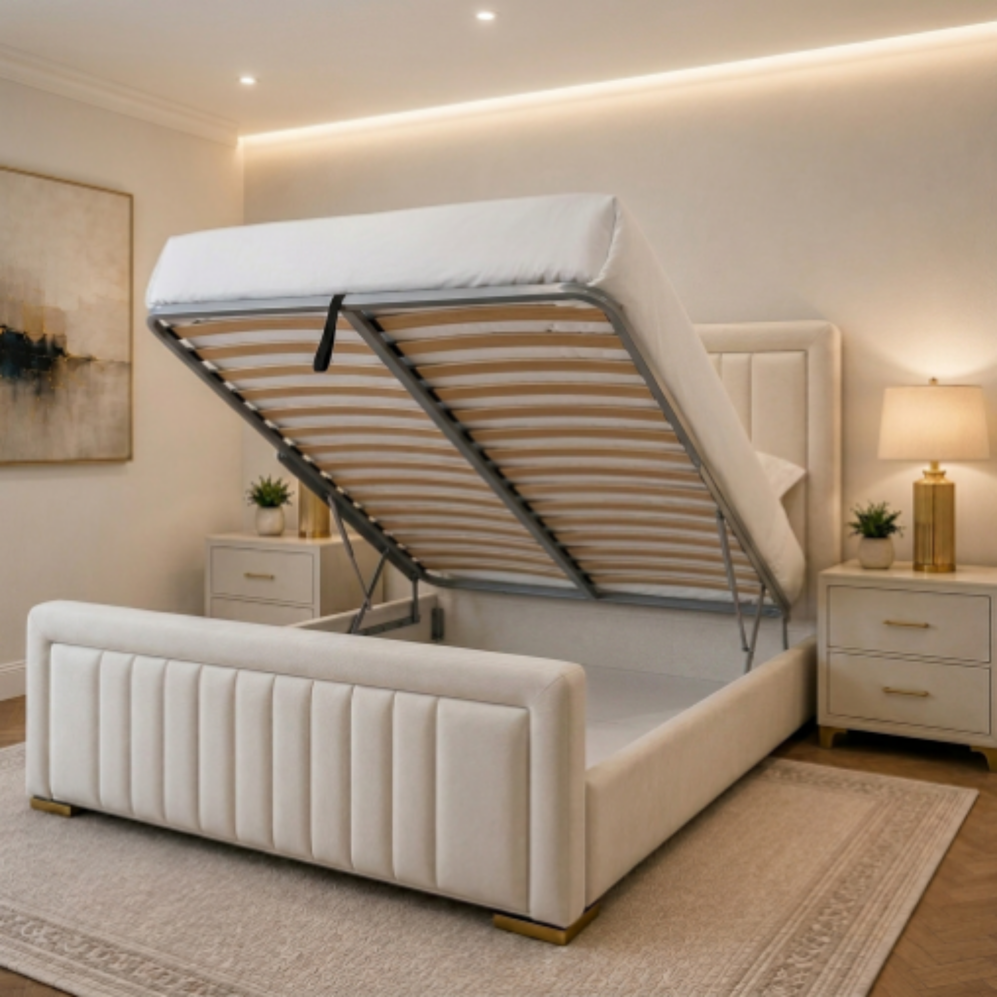 Aurora Vertical Line Tufted Upholstered Bed