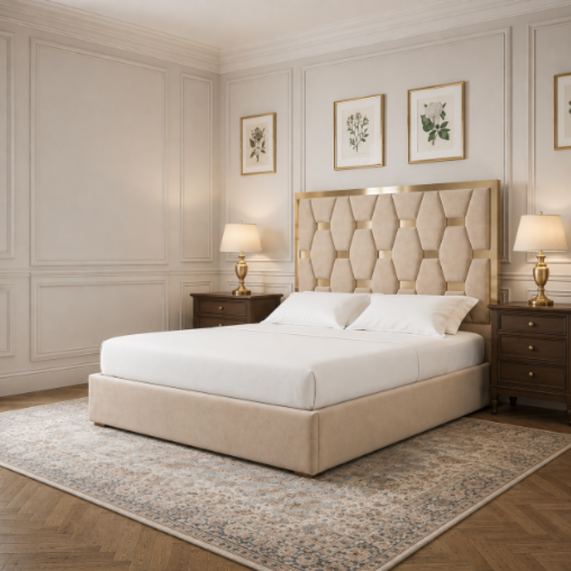 Luxury Geometric Upholstered Bed