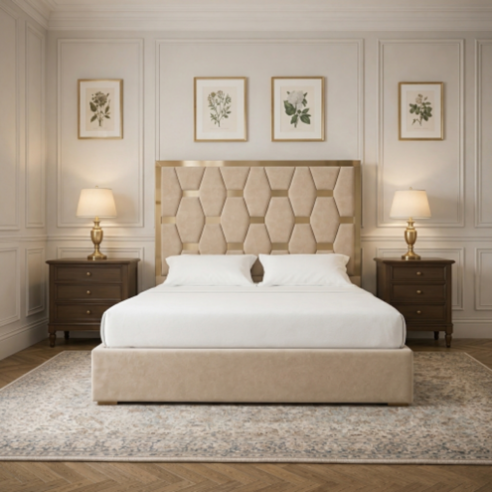 Luxury Geometric Upholstered Bed - Image 3