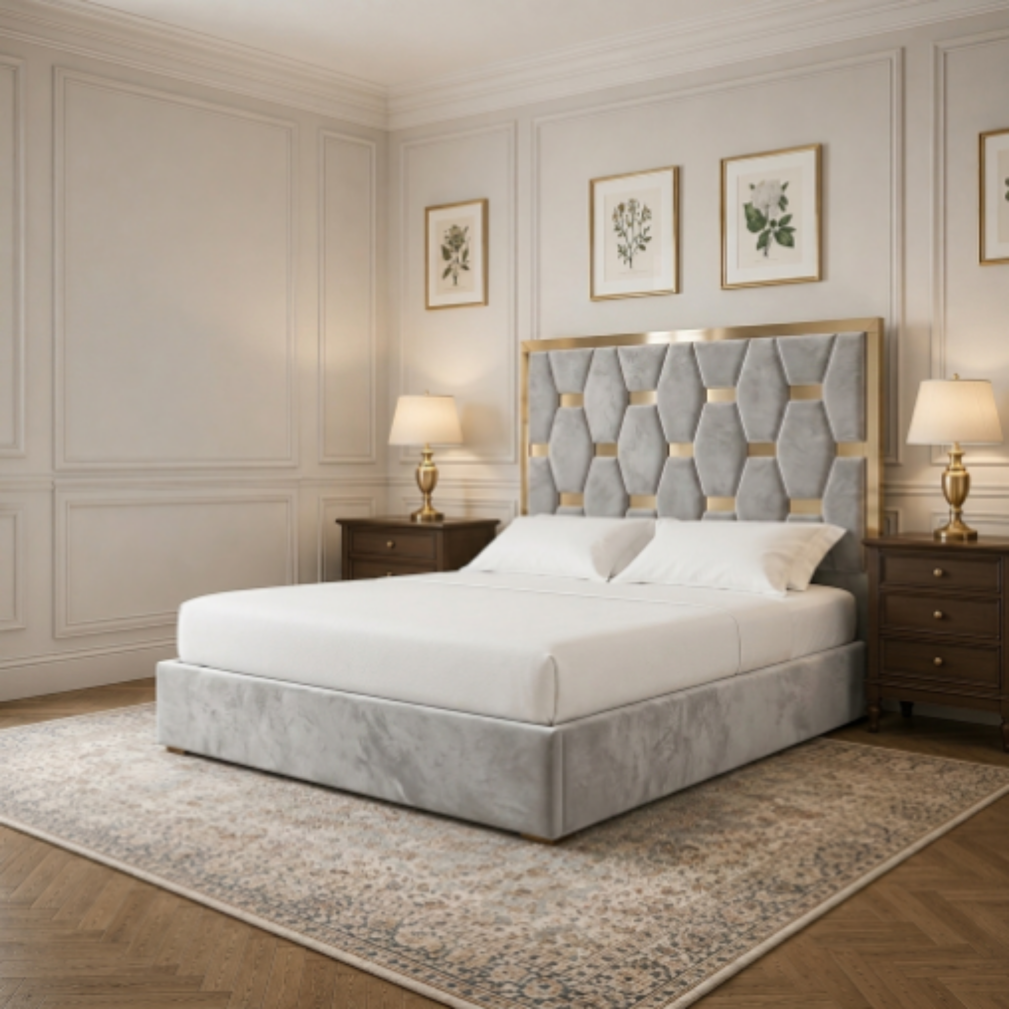 Luxury Geometric Upholstered Bed