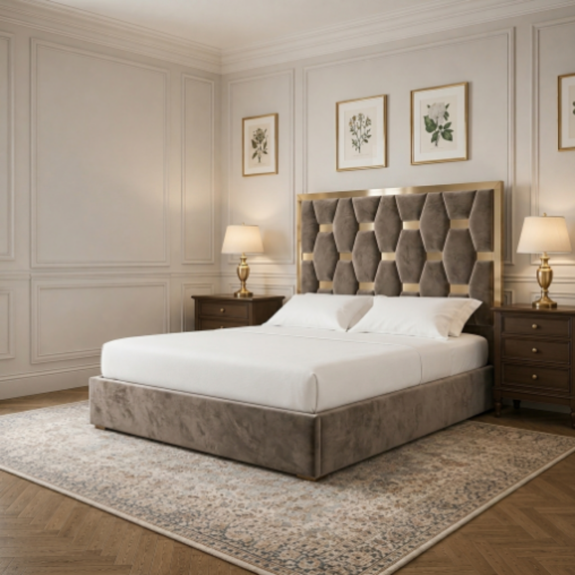 Luxury Geometric Upholstered Bed