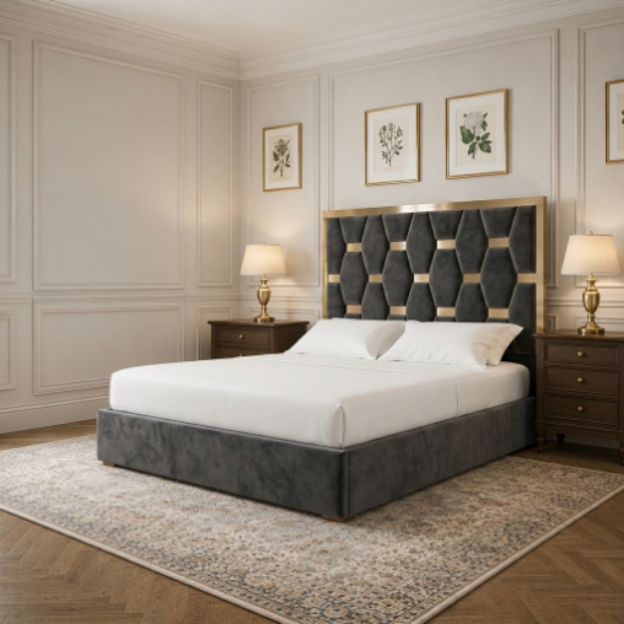 Luxury Geometric Upholstered Bed