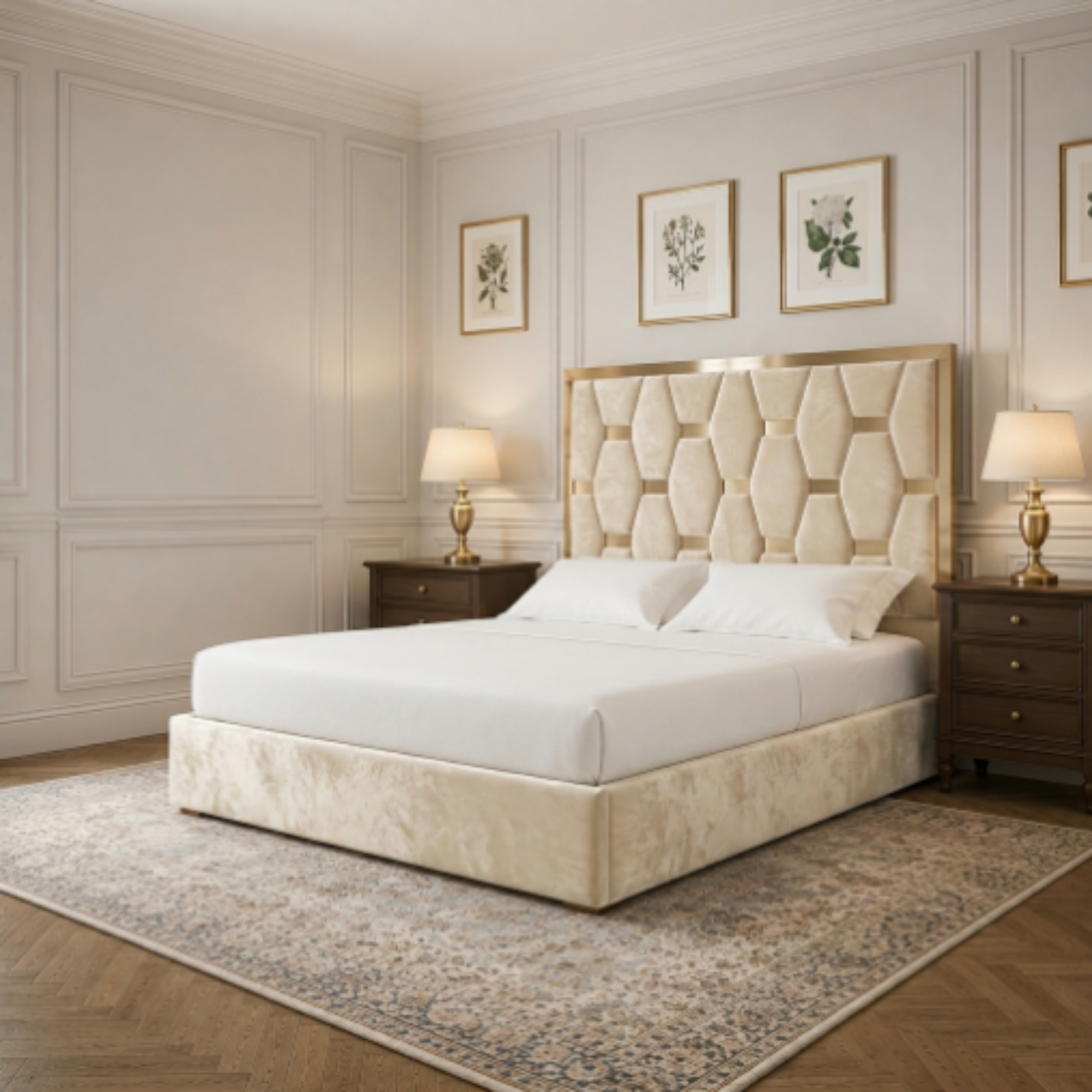 Luxury Geometric Upholstered Bed