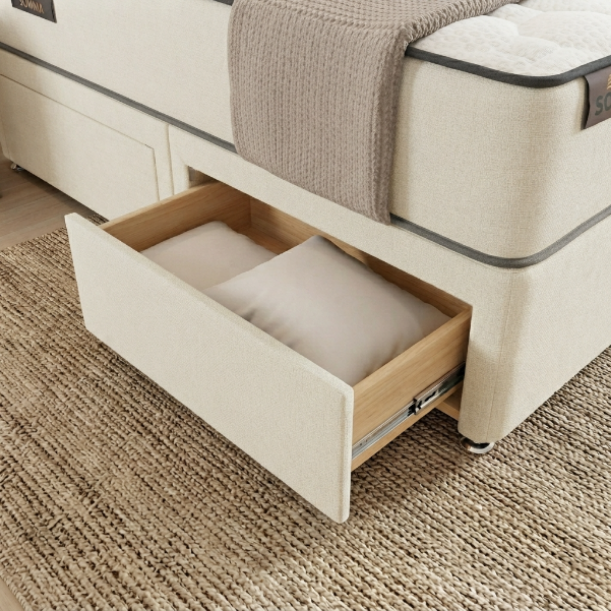 Luxury Panelled Upholstered Divan Bed with Storage