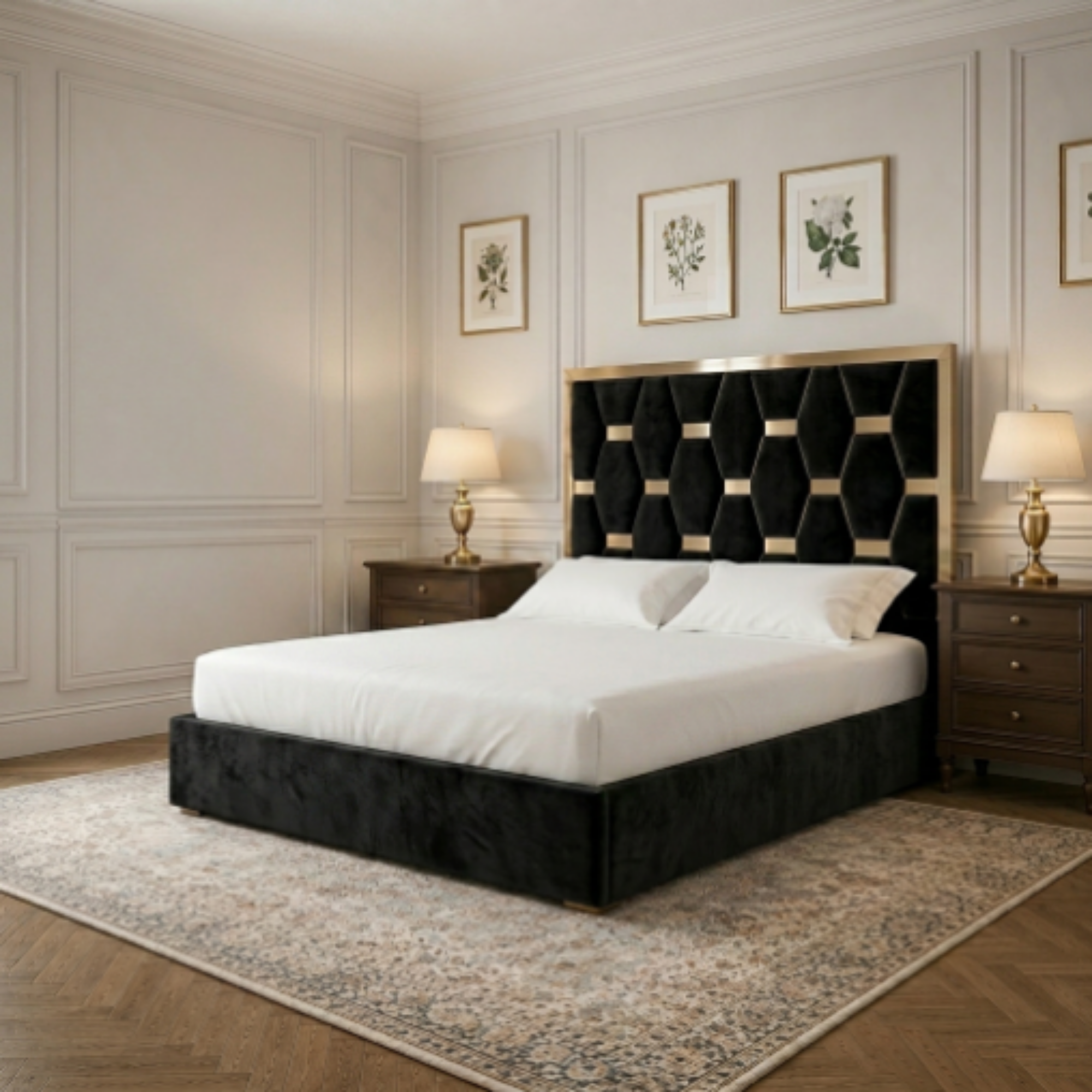 Luxury Geometric Upholstered Bed