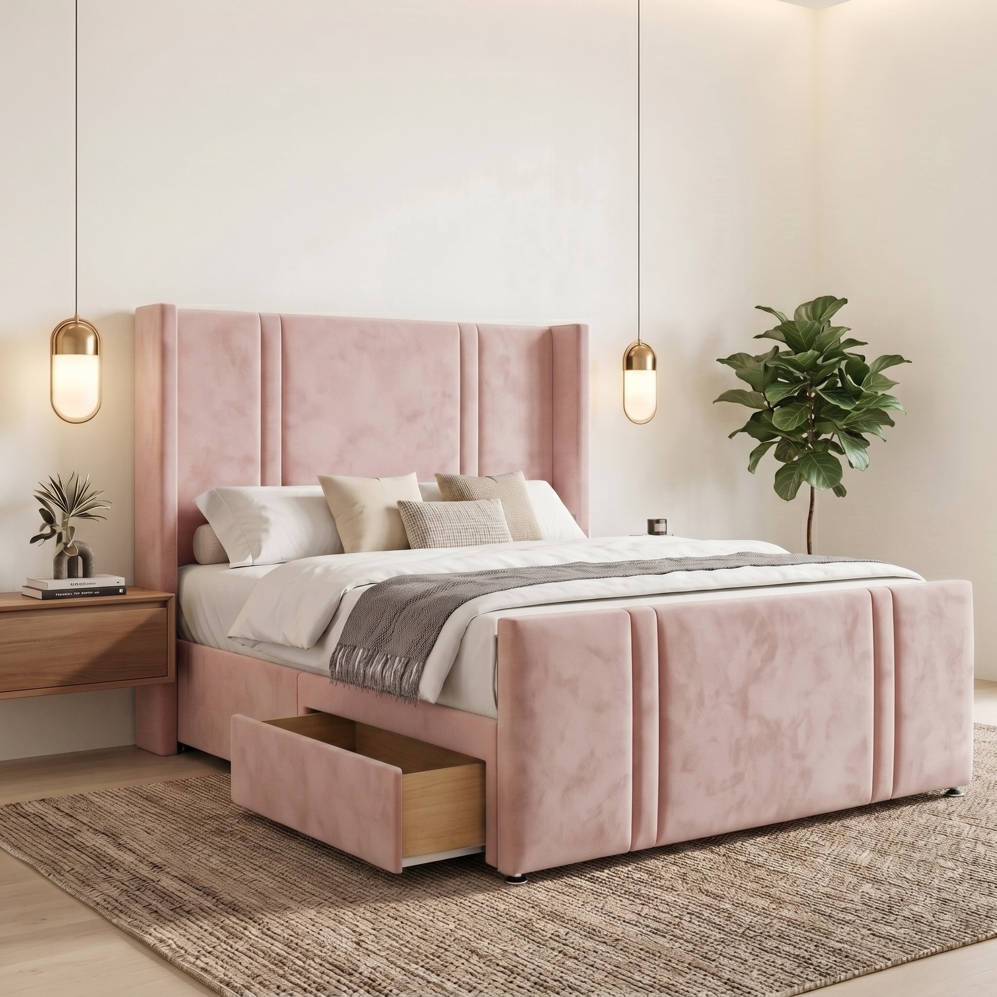 Luxury Panelled Upholstered Divan Bed with Storage