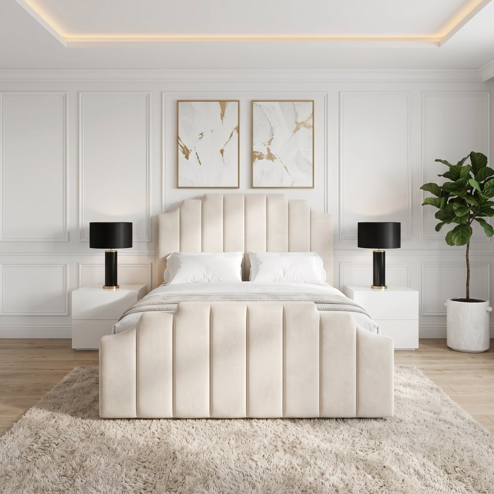 Finger Panel Upholstered Bed Frame – Single, Double, King & Super King - Image 3