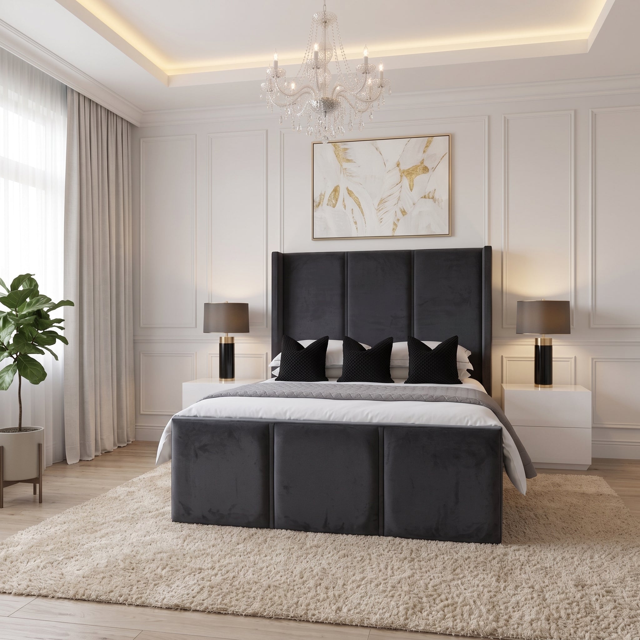 Mayfair Wing 2 Line Upholstered Bed Frame – Single, Double, King & Super King - Image 2