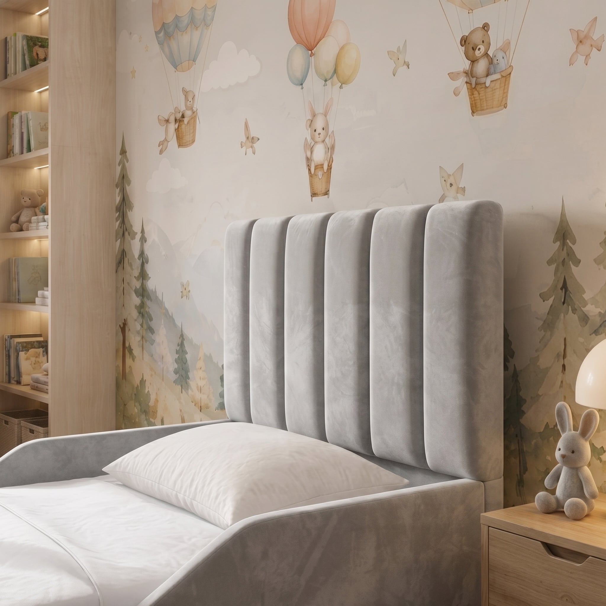 Vertical Channelled Upholstered Headboard -Kids Bed