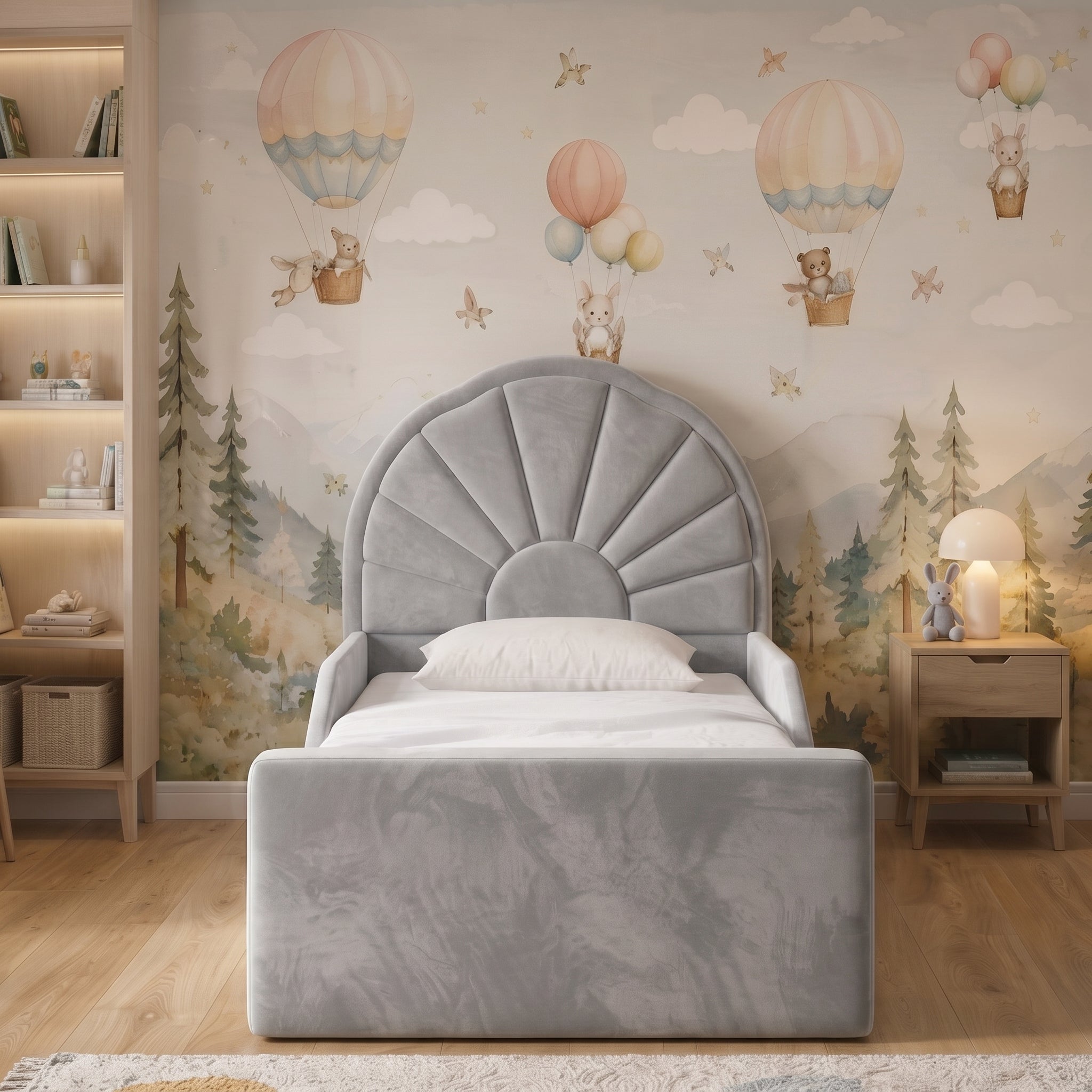 Scalloped Fan Panel Upholstered Kids Bed - Image 4