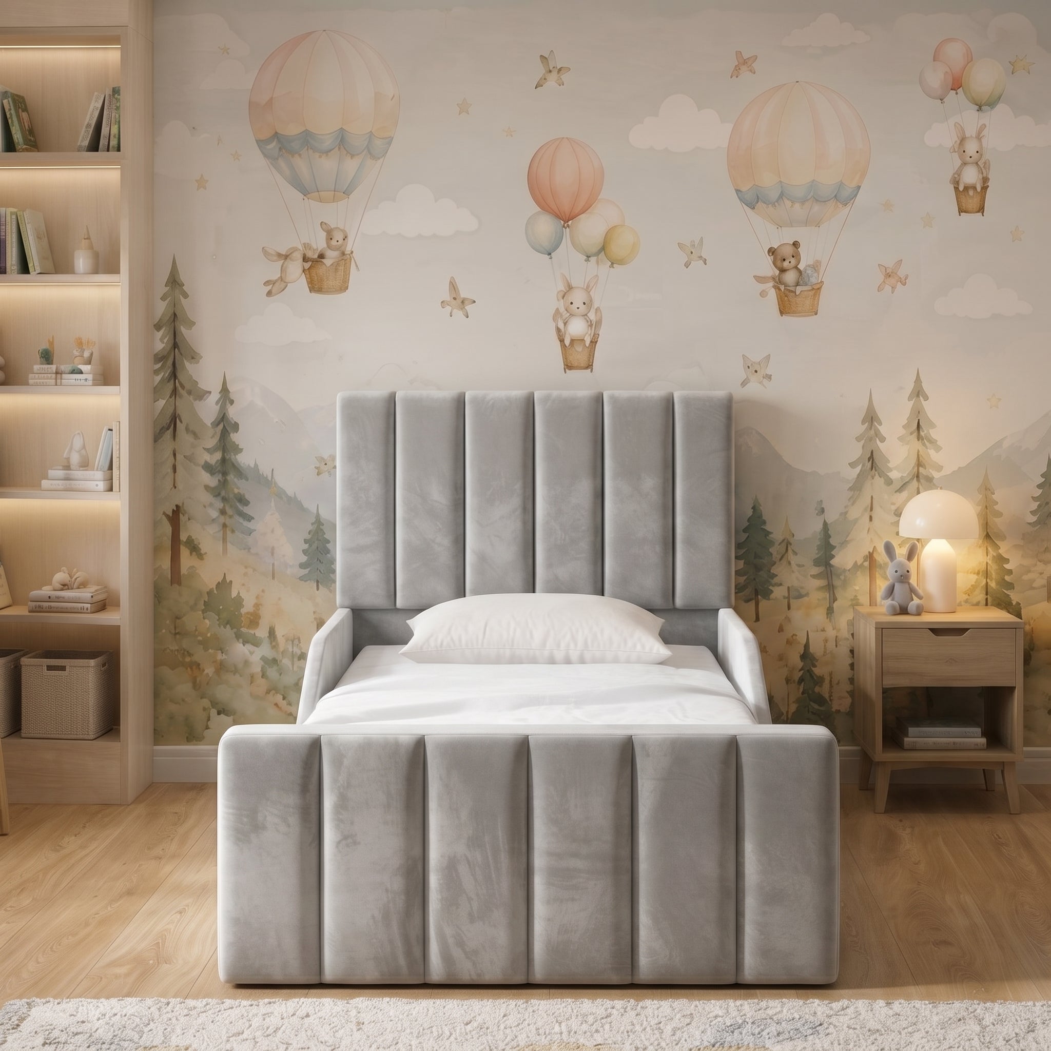 Vertical Channelled Upholstered Headboard -Kids Bed