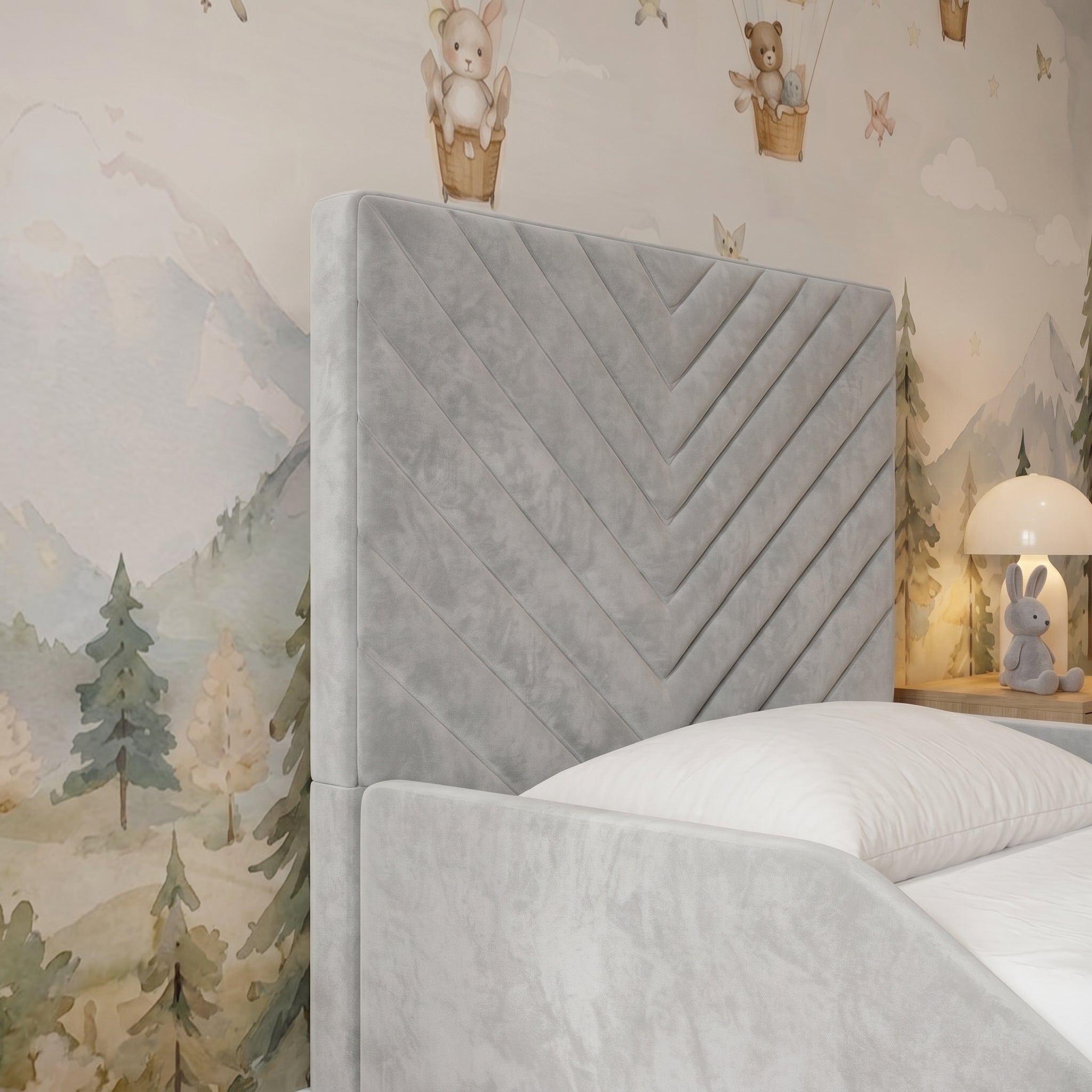 Chevron Panel Upholstered Kids Bed - Image 2