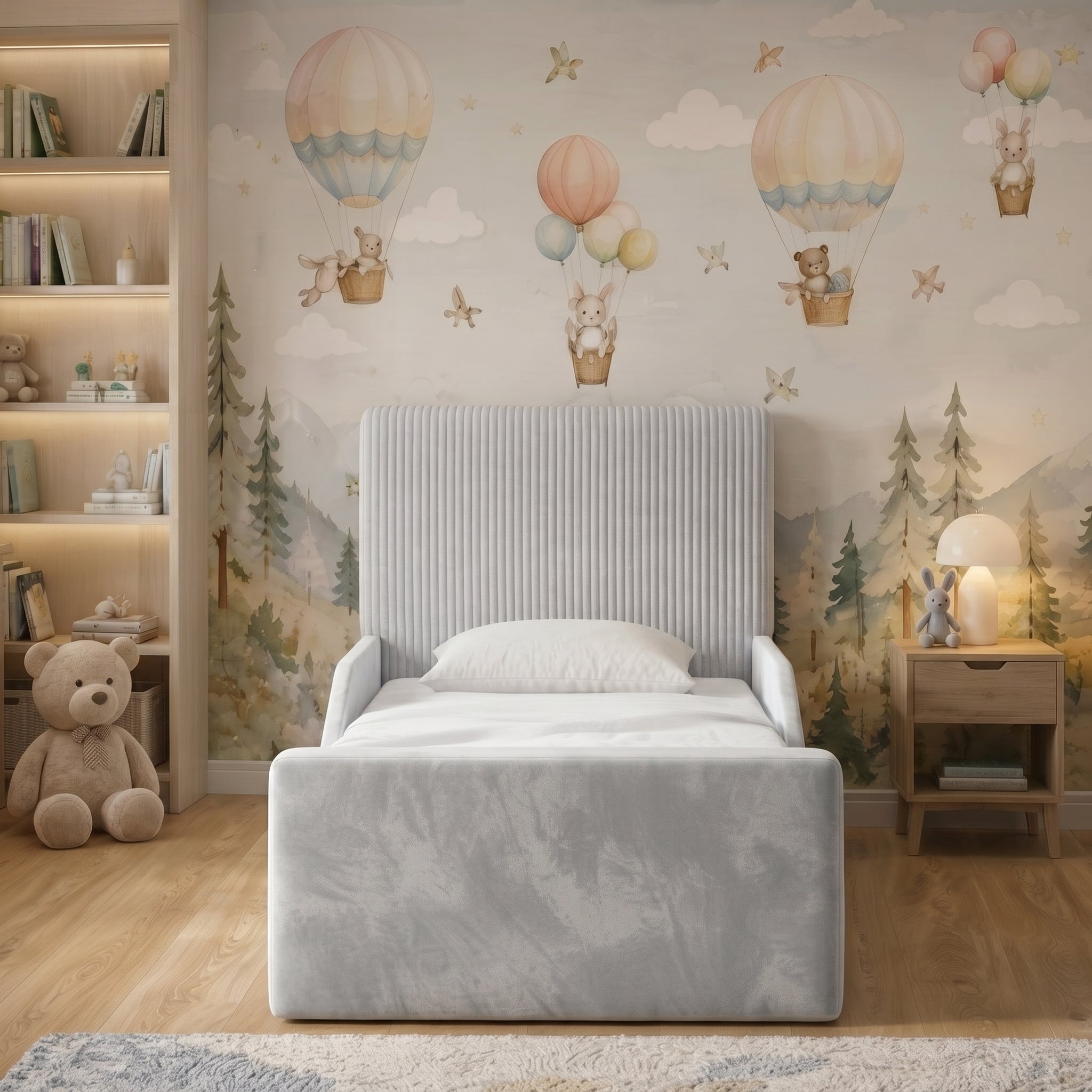 Vertical Fluted Upholstered Kids Bed - Image 7